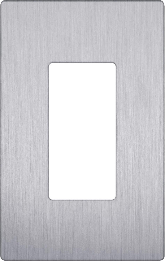 LIDER Brushed Finish Decorator Switch Cover, Screwless Wall Plate, Mid-Size 1-Gang 4.88" x 3.11", Unbreakable Polycarbonate Thermoplastic, UL Listed, LSWP-31M-BSV, Brushed Silver