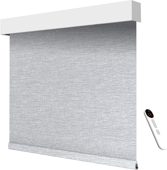 Smart Motorized Blinds – 100% Blackout Roller Shades with Remote, Alexa/Google Home/Siri Control, Matter Compatible, Wireless Rechargeable Battery, Custom Sizes for Windows & Sliding Doors