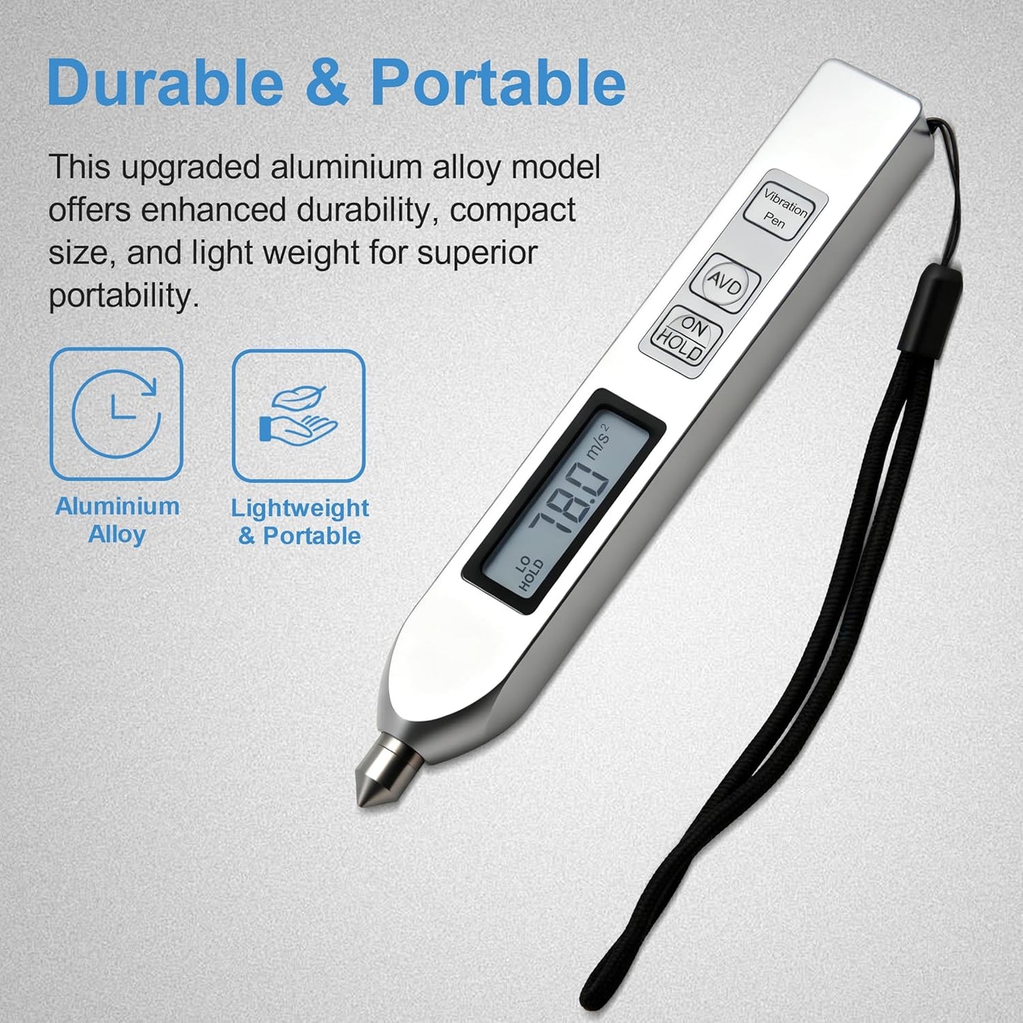 Pen Type Vibration Tester Meter Digital Vibrometer Vibration Testing with Acceleration Velocity Displacement TV2600 (Aluminum Alloy)