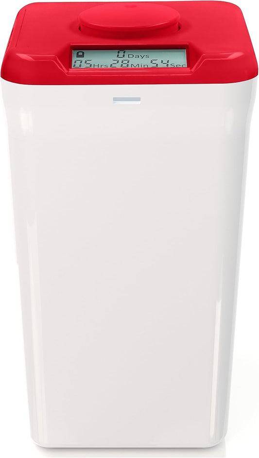 Kitchen Safe Time Locking Container, Cell Phone Jail, Medication Lock Box, Break Bad Habits, Quit Smoking, Stop Snacking, Gaming Addiction, Family Time (XL, Red Lid + 12.3” White Base)
