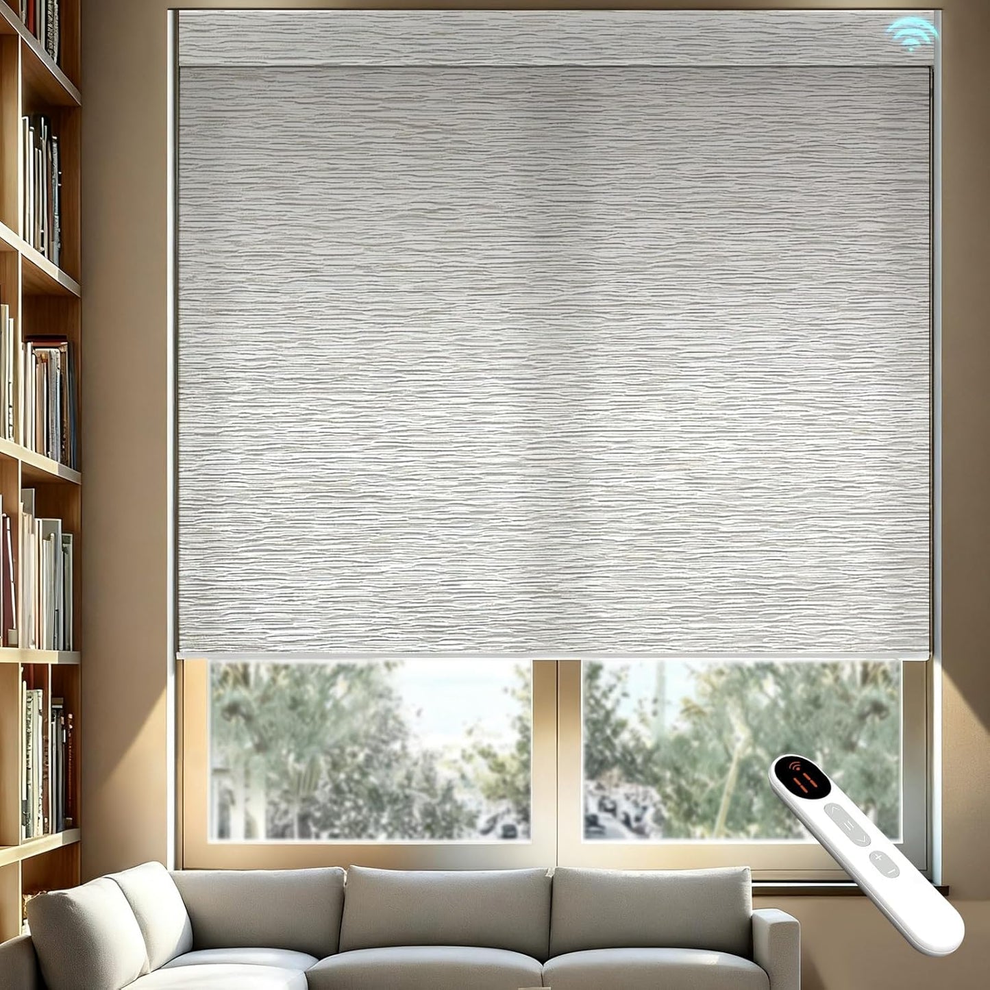 Smart Motorized Blinds – 70% Blackout Roller Shades with Remote, Alexa/Google Home/Siri Control, Matter Compatible, Wireless Rechargeable Battery, Custom Sizes for Windows & Sliding Doors