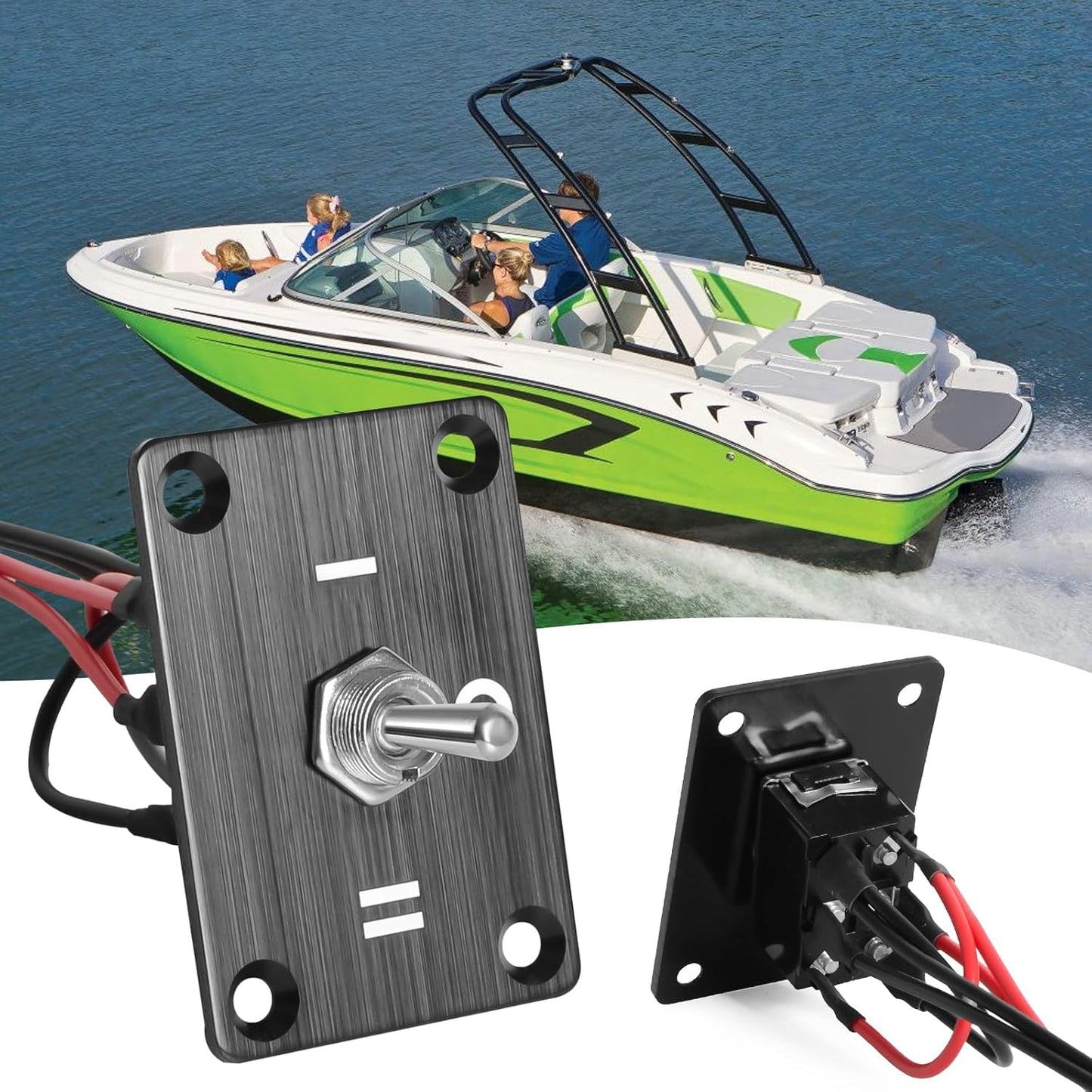 Button Switch Rocker Switch Toggle Switch Six Pin Three Position 1/2 Prewired Power Transfer Switch with Mounting Plate,Waterproof Cap.