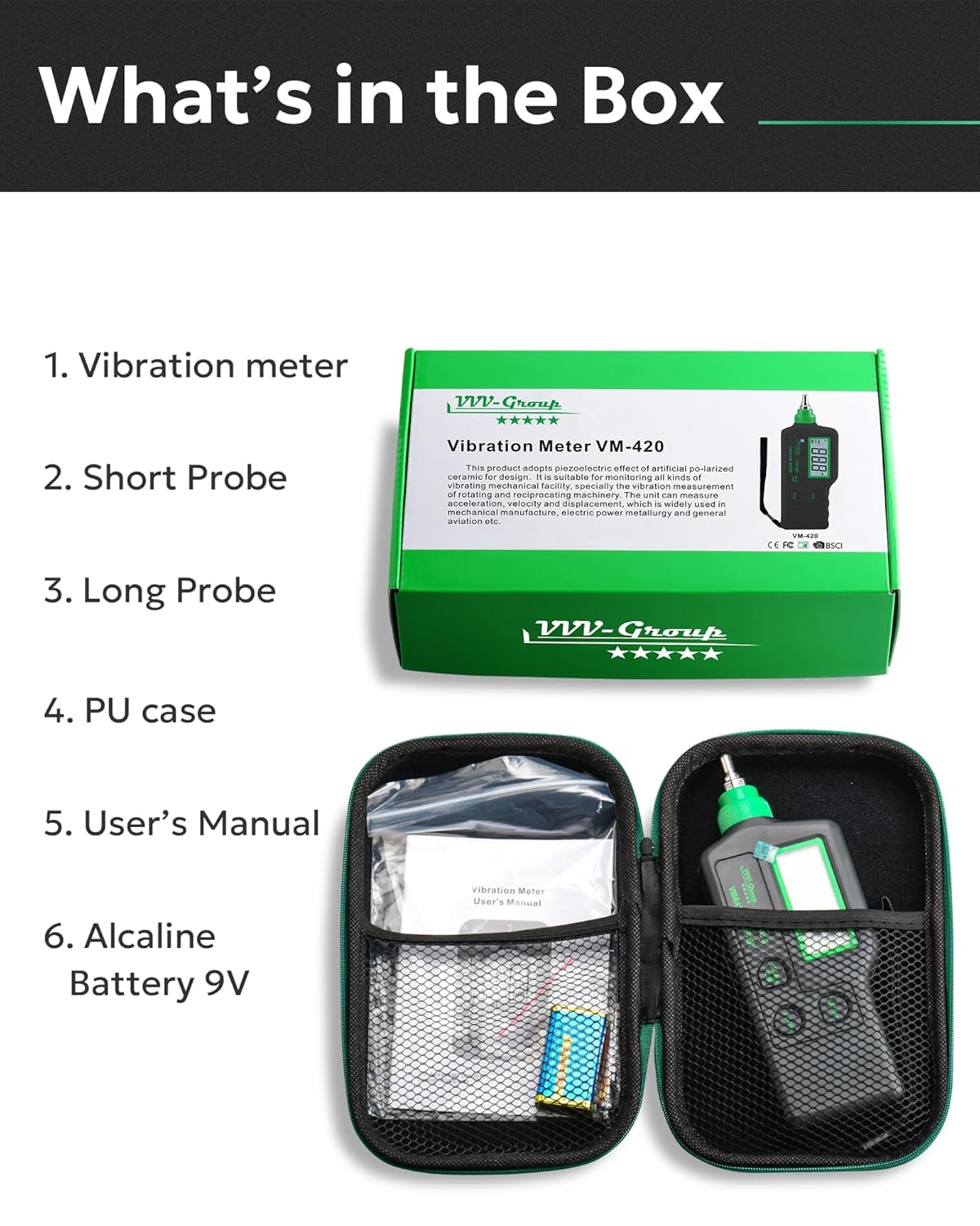 Vibration Meter VM-420 Digital Vibrometer Handheld Vibration Analysis Equipment Acceleration Velocity Displacement Measurement