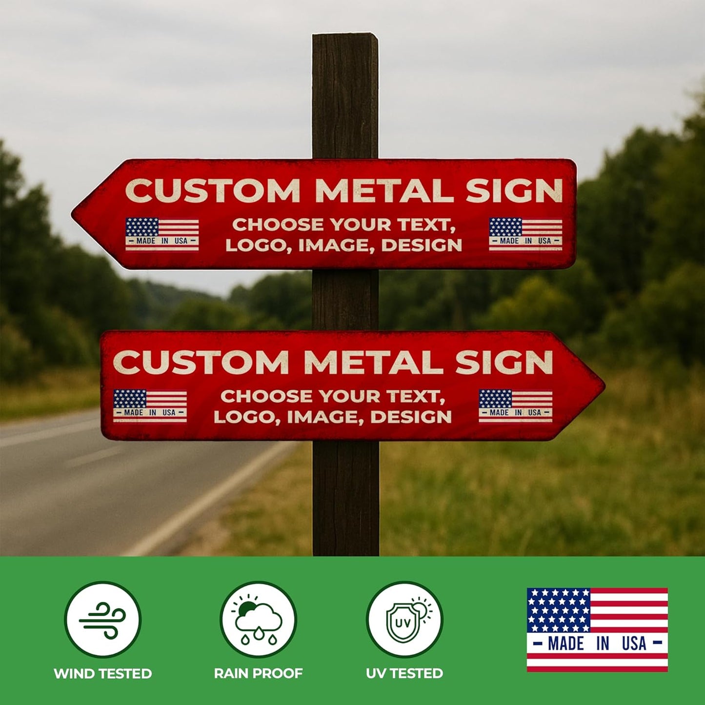 BCB Custom Left Arrow Metal Sign | Directional Signs for Indoor & Outdoor Use | Personalized Rust-Free Metal Yard Display | Weatherproof Road Arrow Marker | Multiple Sizes | Made in USA