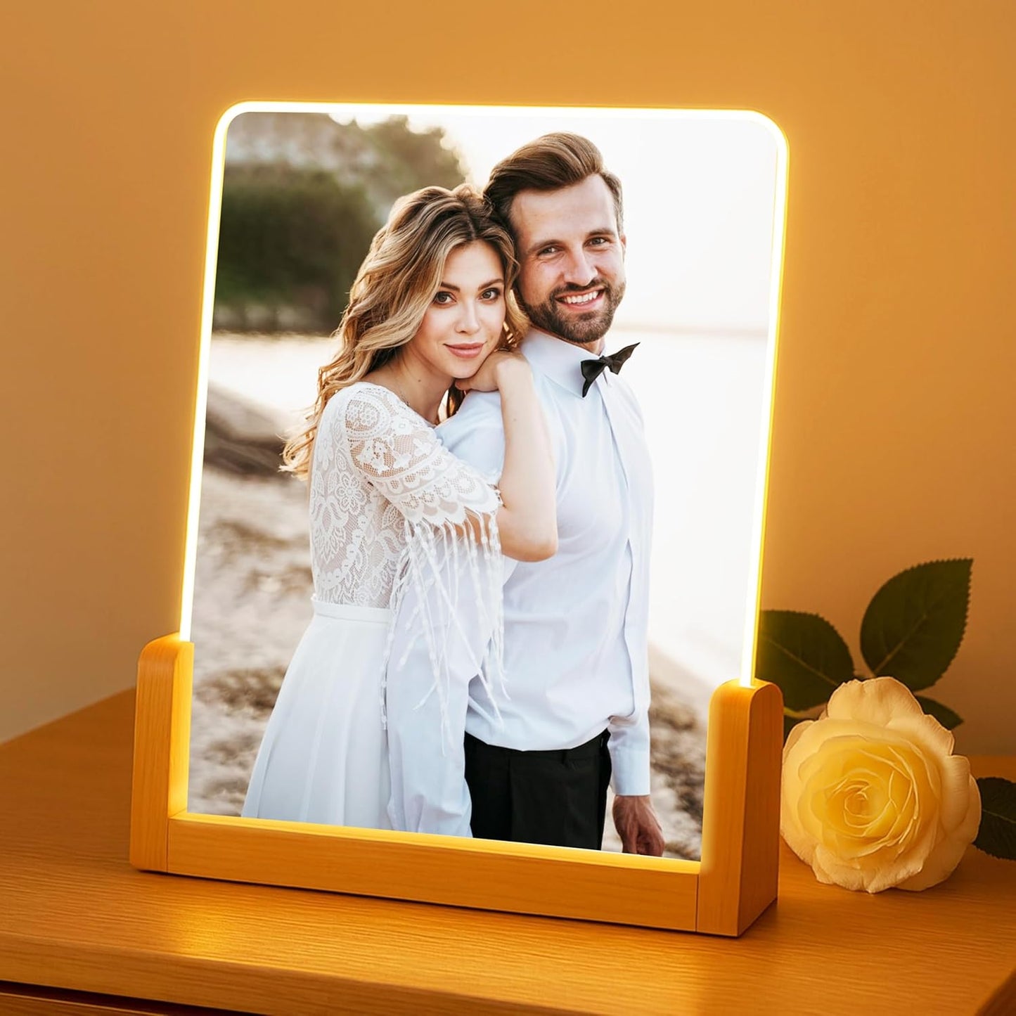 NAZENTI Personalized Picture Frame with Led Light, Custom Photo Collage Frame Lamp, Custom Picture Gifts, Couple Photo Lamp, Wedding Gift for Couple, Valentine Day Gifts for Girlfriend Boyfriend