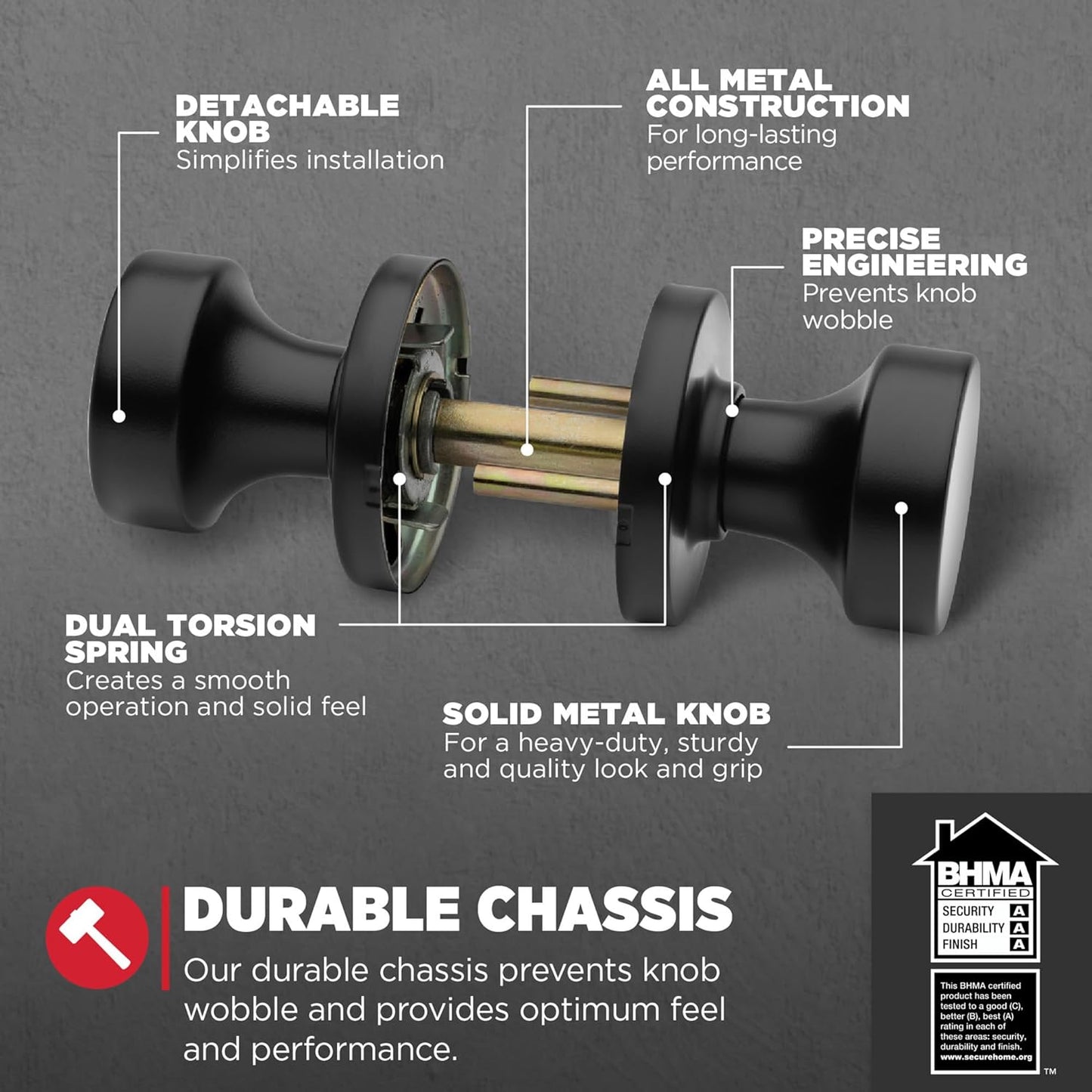 Kwikset Pismo Interior Passage Door Knob, Handle for Closet and Hallway Doors, Non-Locking Doorknob in Matte Black, with Microban Protection (Pack of 12)