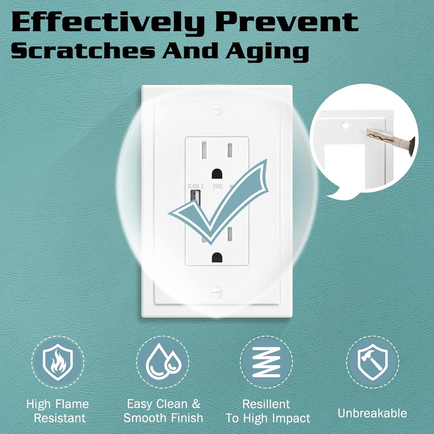1-Gang Modern Edge Decorative Wall Plate Cover Switch Outlet Single Decorator Electrical Faceplate for Light Switches, Smart Switch, GFCI, Dimmers, Receptacle, USB Outlet (4 Pack, Single Decorator)