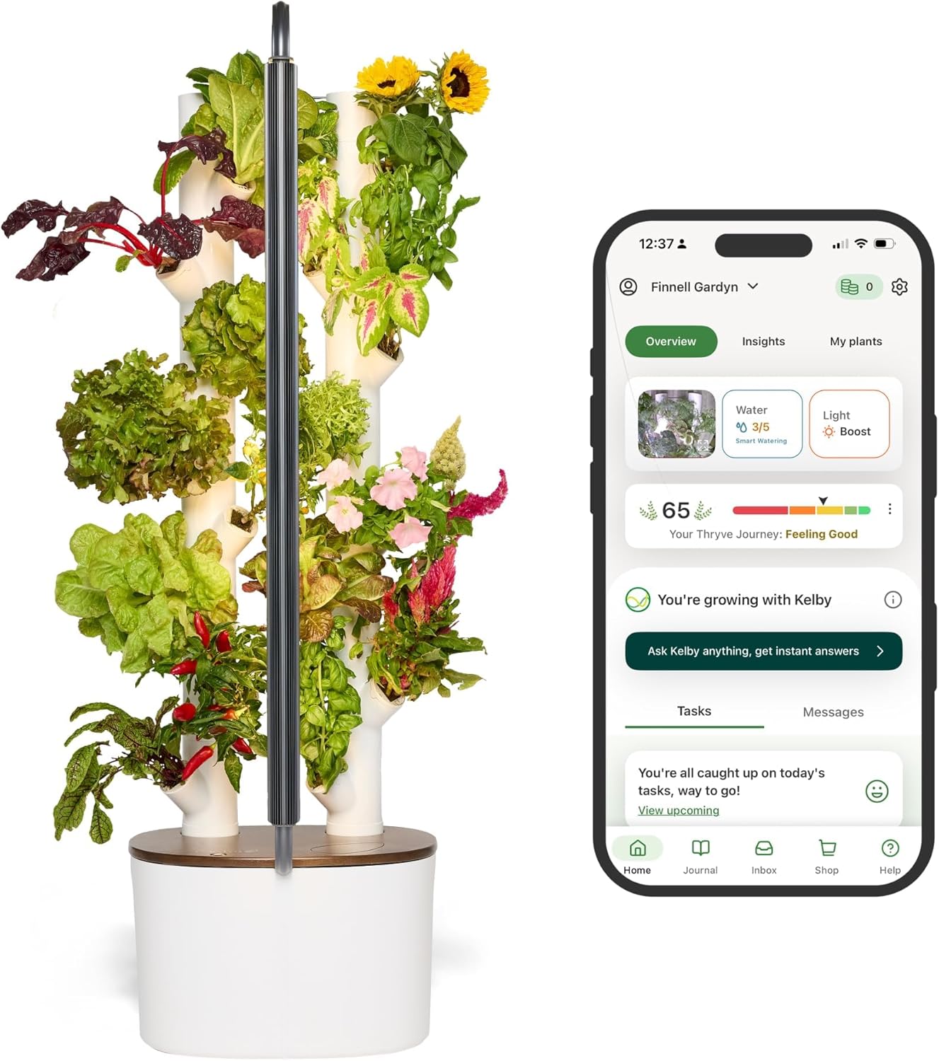 Gardyn Studio 1 Vertical Hydroponics Growing System Kit - 16 Non-GMO Plants, Herbs, Vegetables - Tower Garden - Hydroponic Herb Garden Planter Indoor Kit - Indoor Gardening System with LED Grow Lights