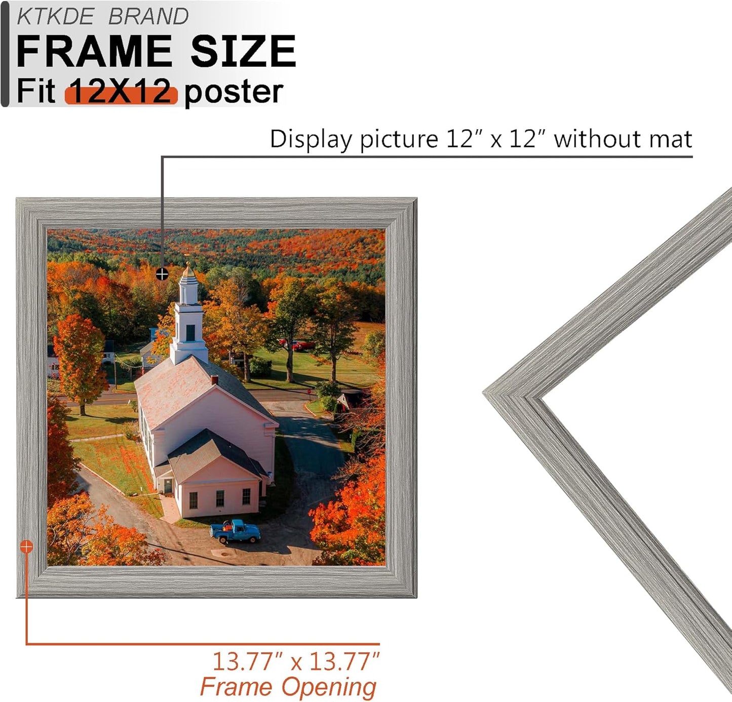 KTKDE 12x12 Picture Frame Set of 5, Wooden frames Grey, Wall Hanging Display, Best Square Photo Frame Studio Gallery for Photos, Posters & Art Prints
