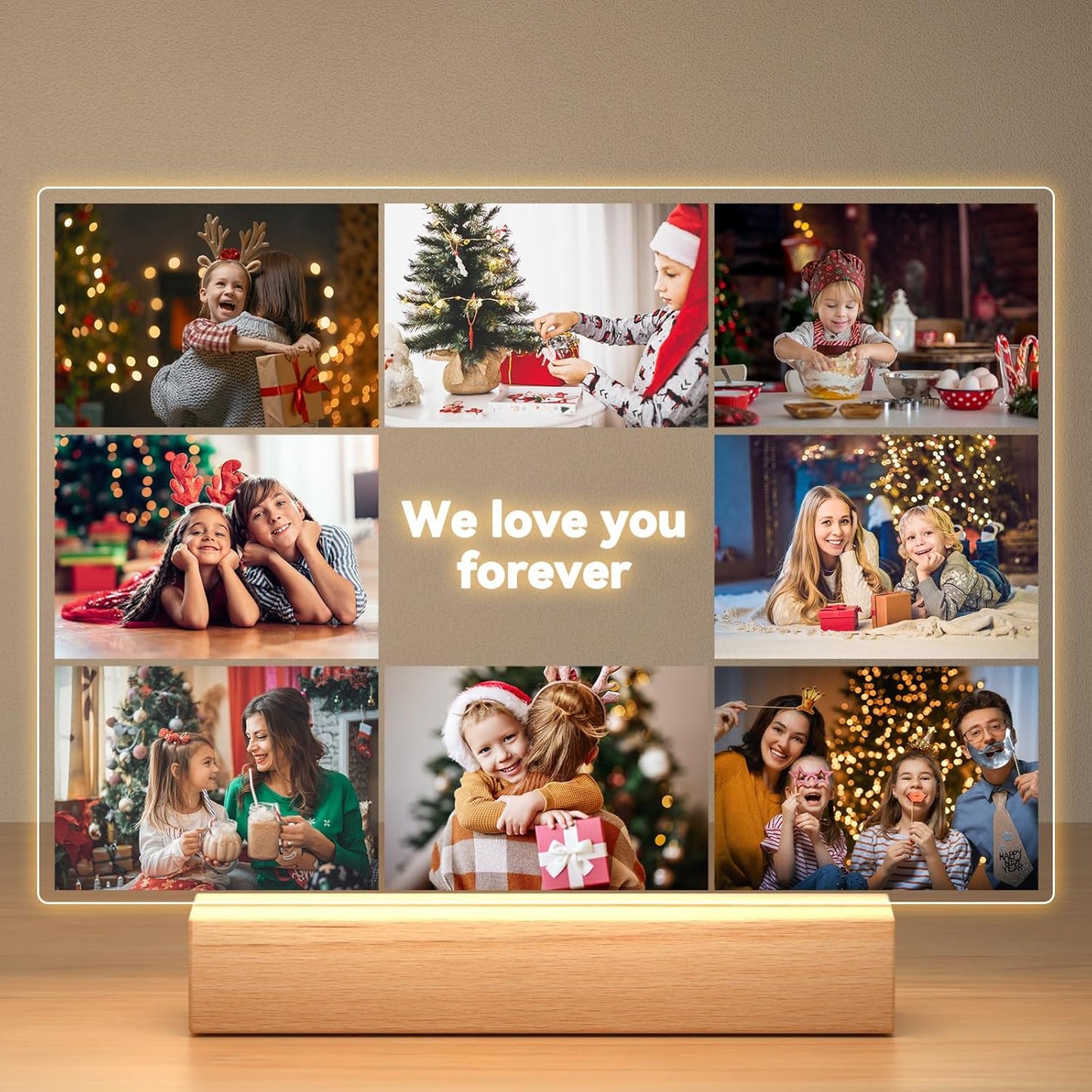 Custom Picture Frames with Photos, Personalized Photo Picture Frame, Customized Photo Frame with Night Light, Personalized Christmas Photo Gifts for Women, Men, Mom, Dad, Kids, Baby, Family, Friends