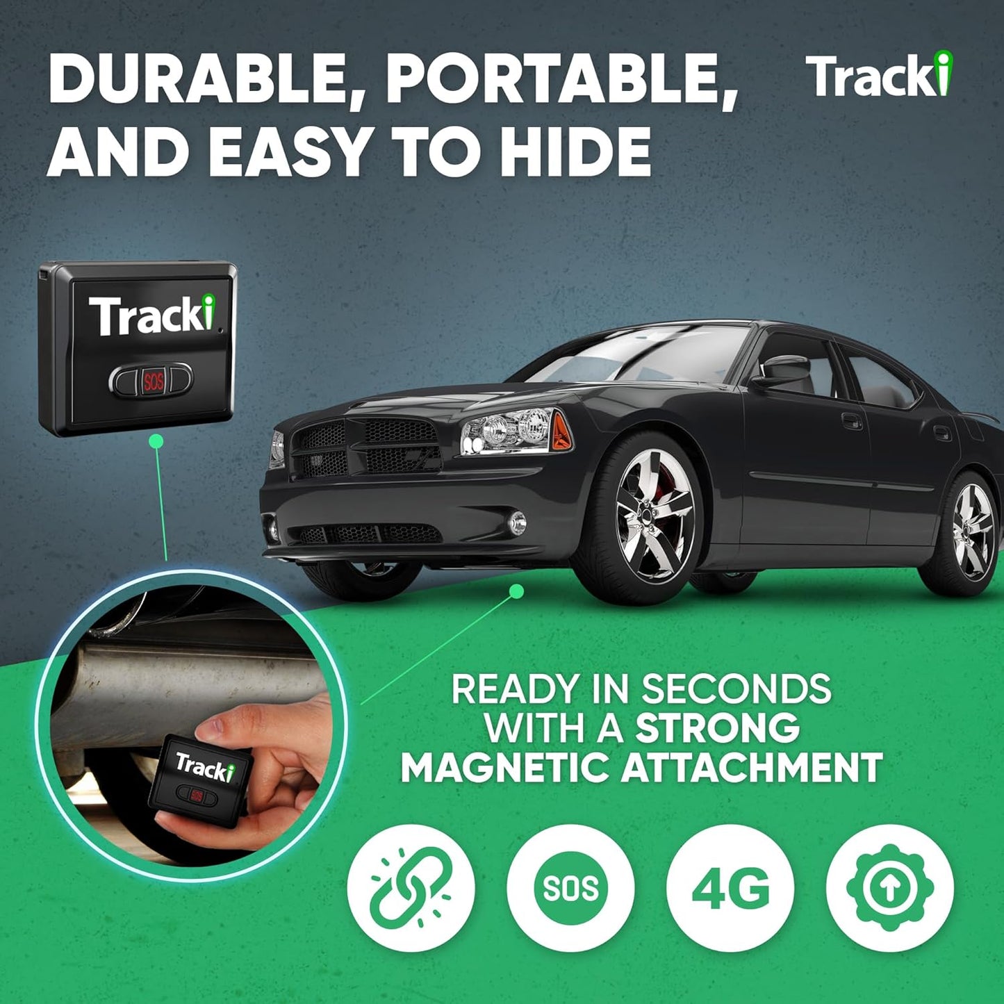 Tracki GPS Tracker for Vehicles – Real-Time 4G LTE Assets & Car Tracking Device with App, Magnetic Mount, Compact Design, Worldwide Coverage – iOS & Android (Subscription Required)