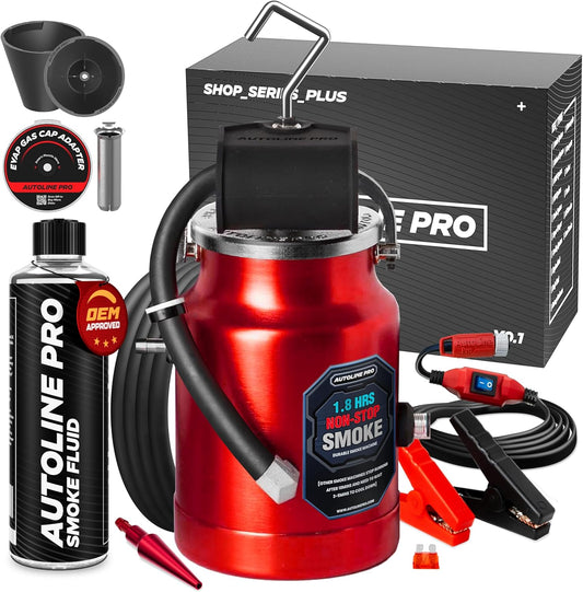 AutoLine Pro EVAP High Volume Smoke Machine Leak Tester with Built-in Air Pump - Shop Series Plus - Automotive Smoke Tester with Best Ranked Smoke Fluid, Premium Cone & Gas Cap Adapter
