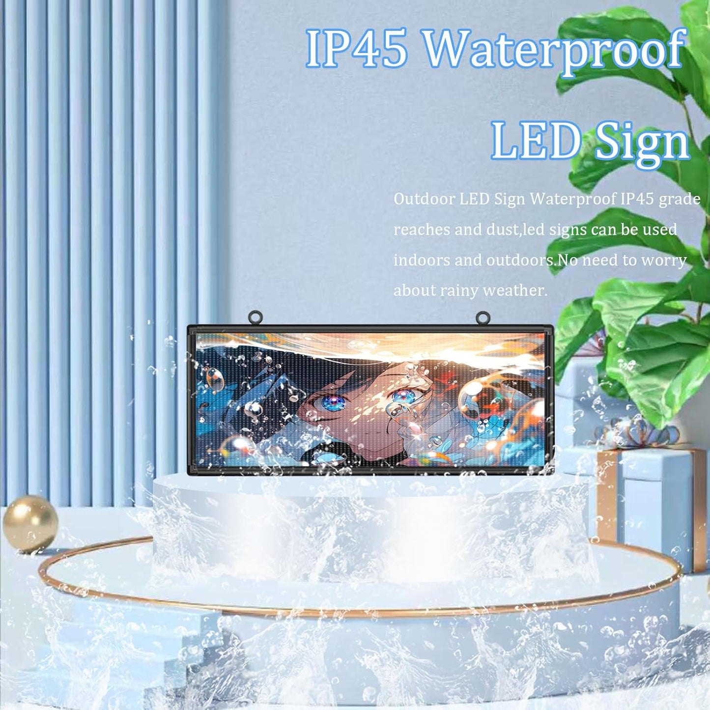 P6 Outdoor LED Sign 40" x 18" Programmable LED Scrolling Message Board with High Resolution Support Texts, Images& Video with Waterproof IP45
