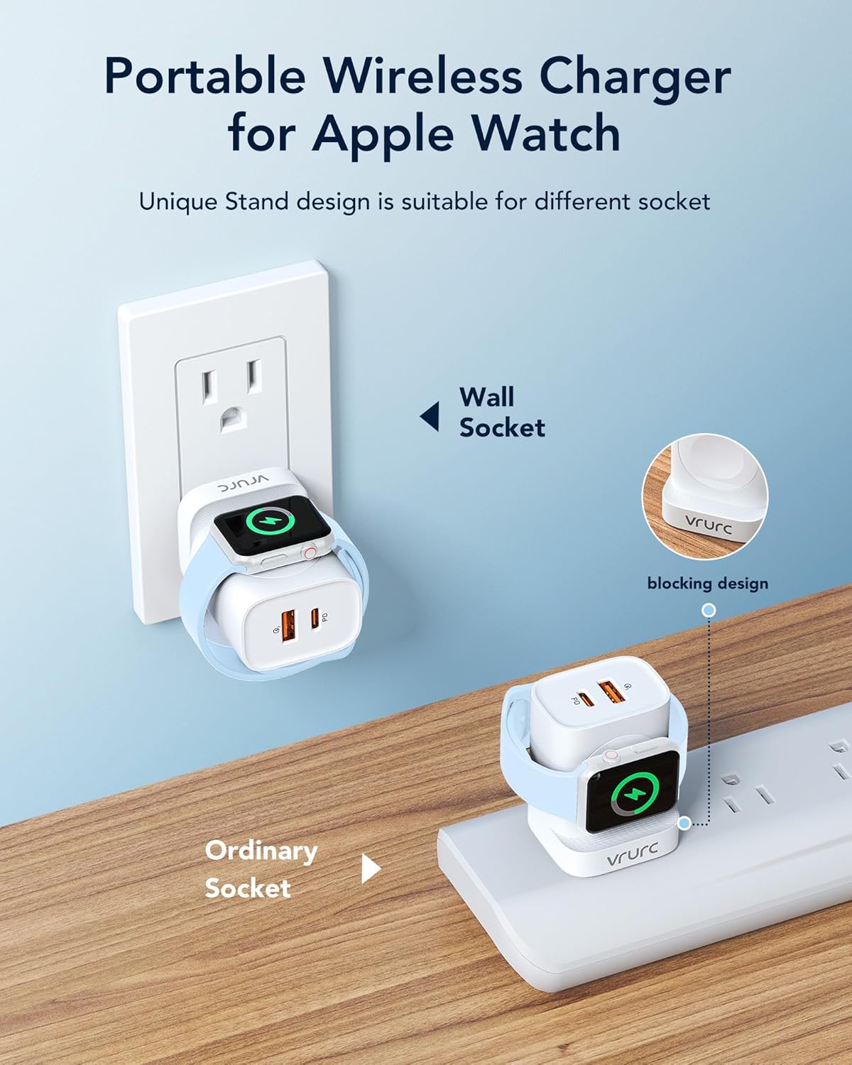 VRURC Charger for iPhone & Apple Watch, 20W USB C Fast Charging Block, 3-in-1 Compact Travel Adapter with 2 Port for iPhone 17/16/15/14/13, Wireless Magnetic for iWatch SE/11/10/9/8/7/6/5/4-White