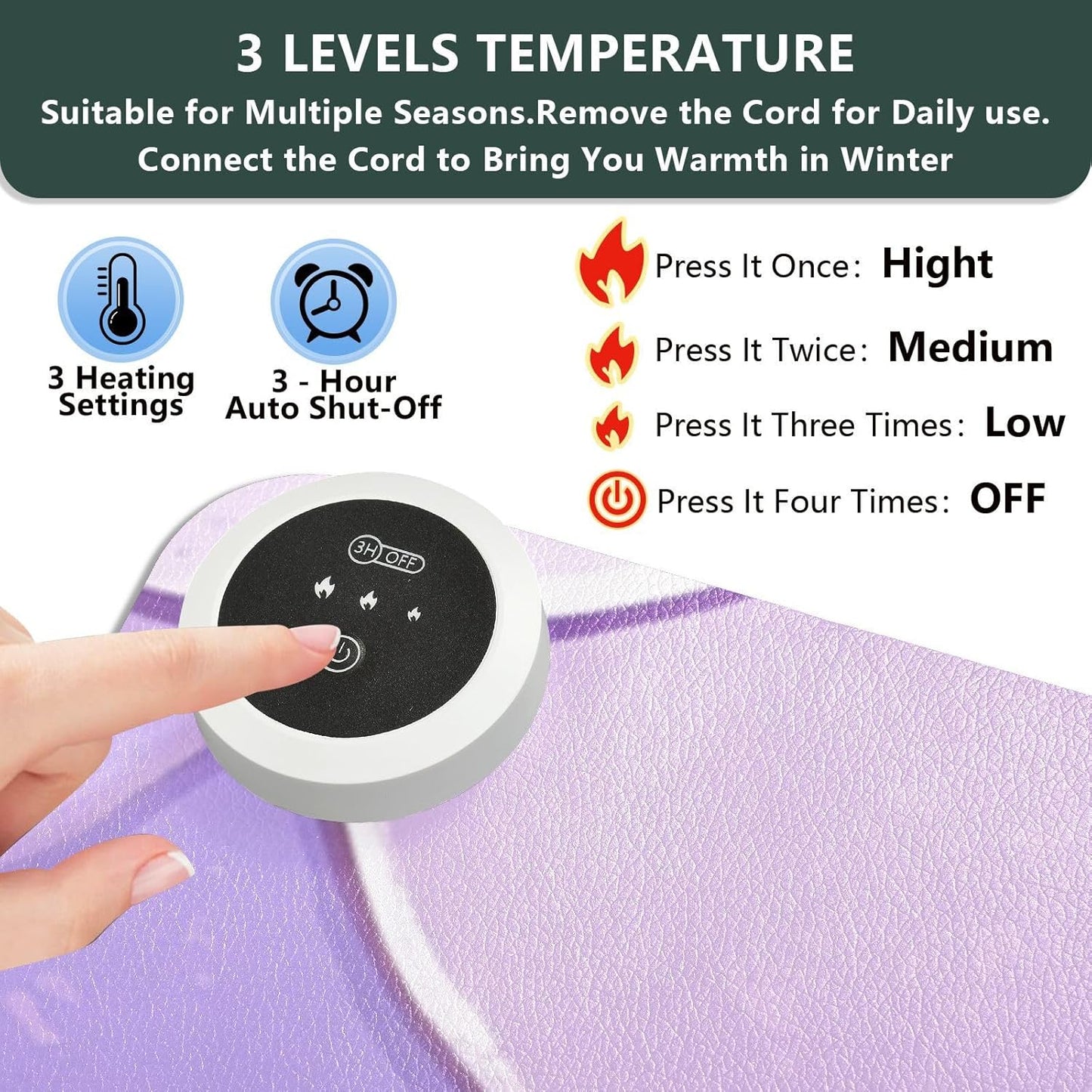 Heated Desk Pad Mouse Pad 31.5x13 Inch PU Leather Desk Mat with 3 Heat Levels Large Mouse Gaming Computer Laptop Mat Light Purple Fish Scales