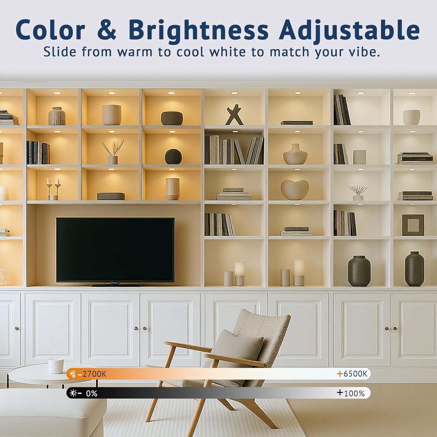 V4light Smart Plug-in Light Pucks, Under Counter Lighting for Kitchen & Display Shelves, Works with Alexa & Google Assistant, App, Voice,Remote & Hand Control, Dimmable & Adjustable Warm to Cool Light