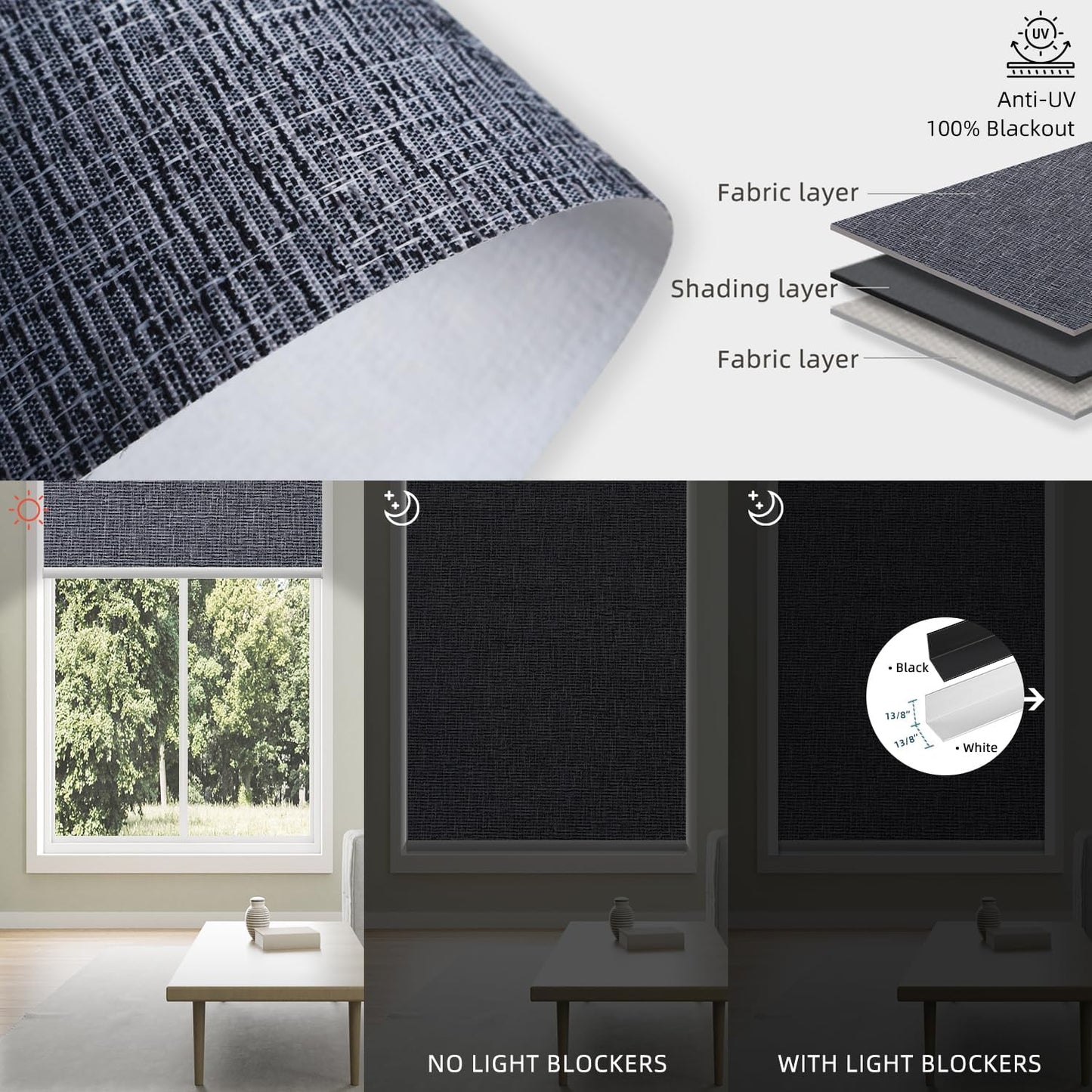 SmartWings Motorized 100% Blackout Shades Blinds, Custom Size, Cordless Window Shades Rechargeable Battery, Work with Matter/Apple HomeKit, Alexa, Thread/Zigbee, Remote Optional, Eclipse Charcoal
