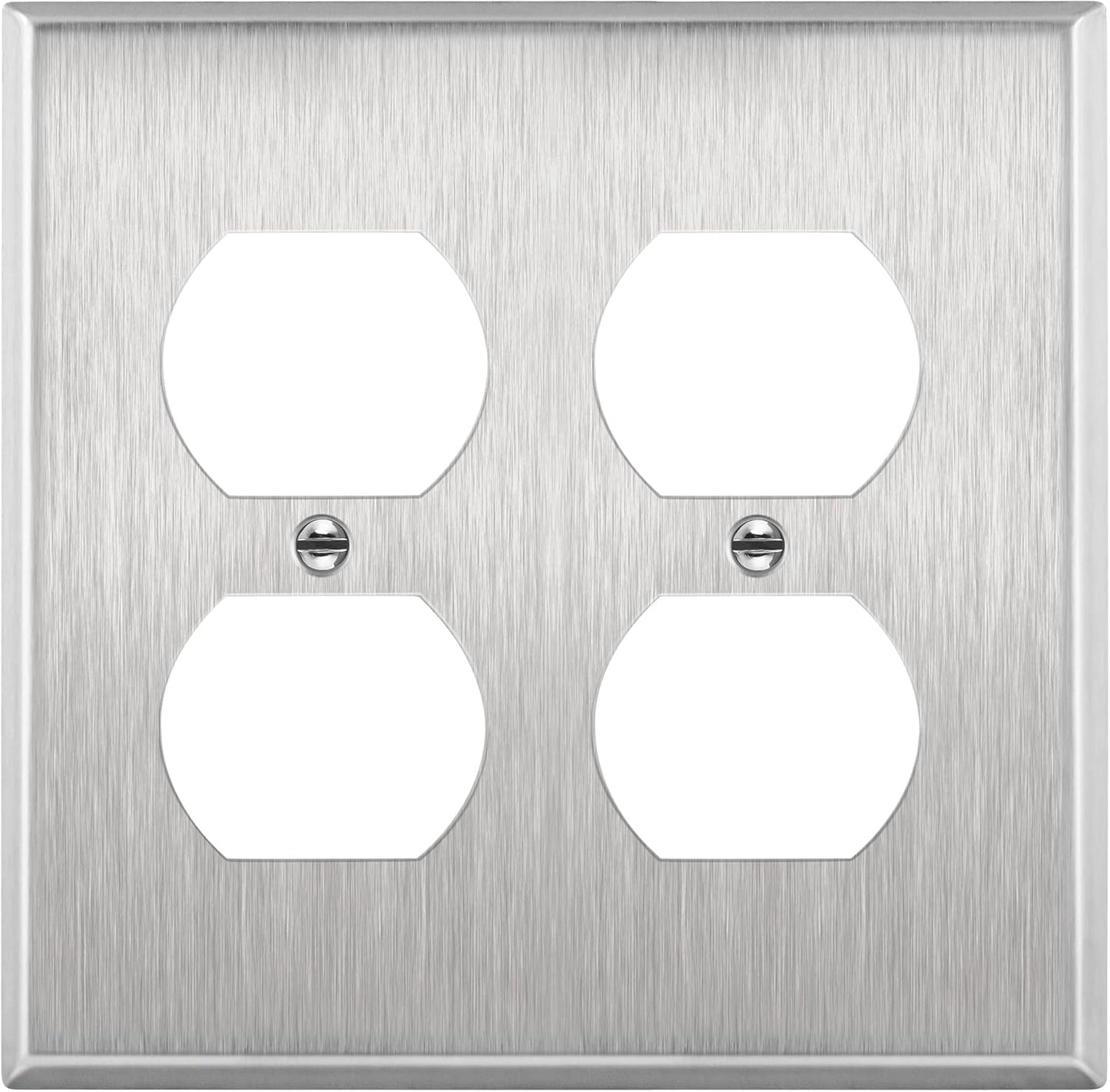 ENERLITES Double Duplex Receptacle Metal Wall Plate, Stainless Steel Socket Outlet Switch Cover, Corrosive Resistant, 2-Gang 4.50" x 4.57", 7722, 430, UL Listed, Silver, Standard Size