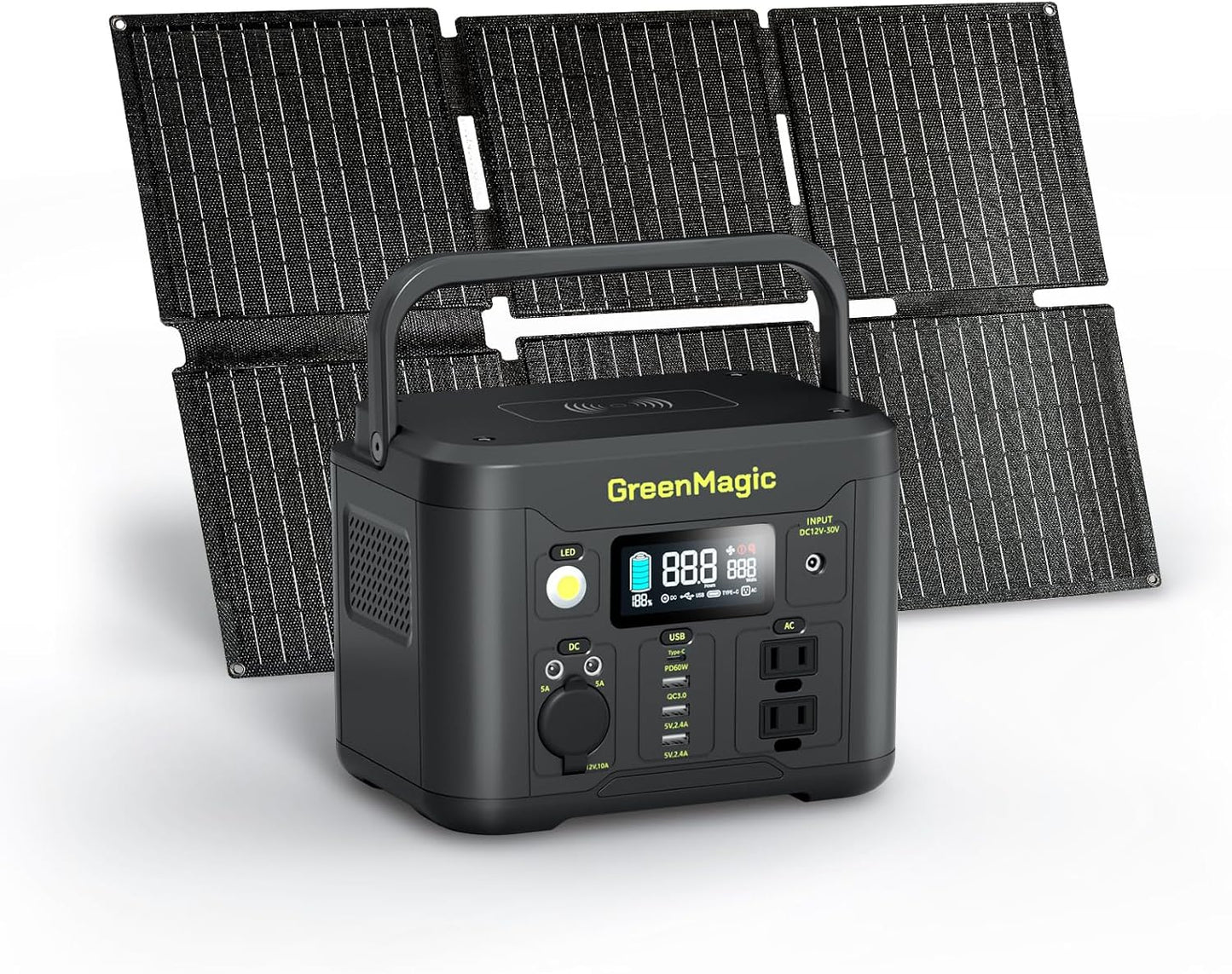 Portable Power Station 330W, Solar Powered Generator with Fast PD Output with 60W Solar Panel, 120V Pure Sine Wave AC Outlet Charging Lithium Battery for Outdoors Camping Travel Home Blackout