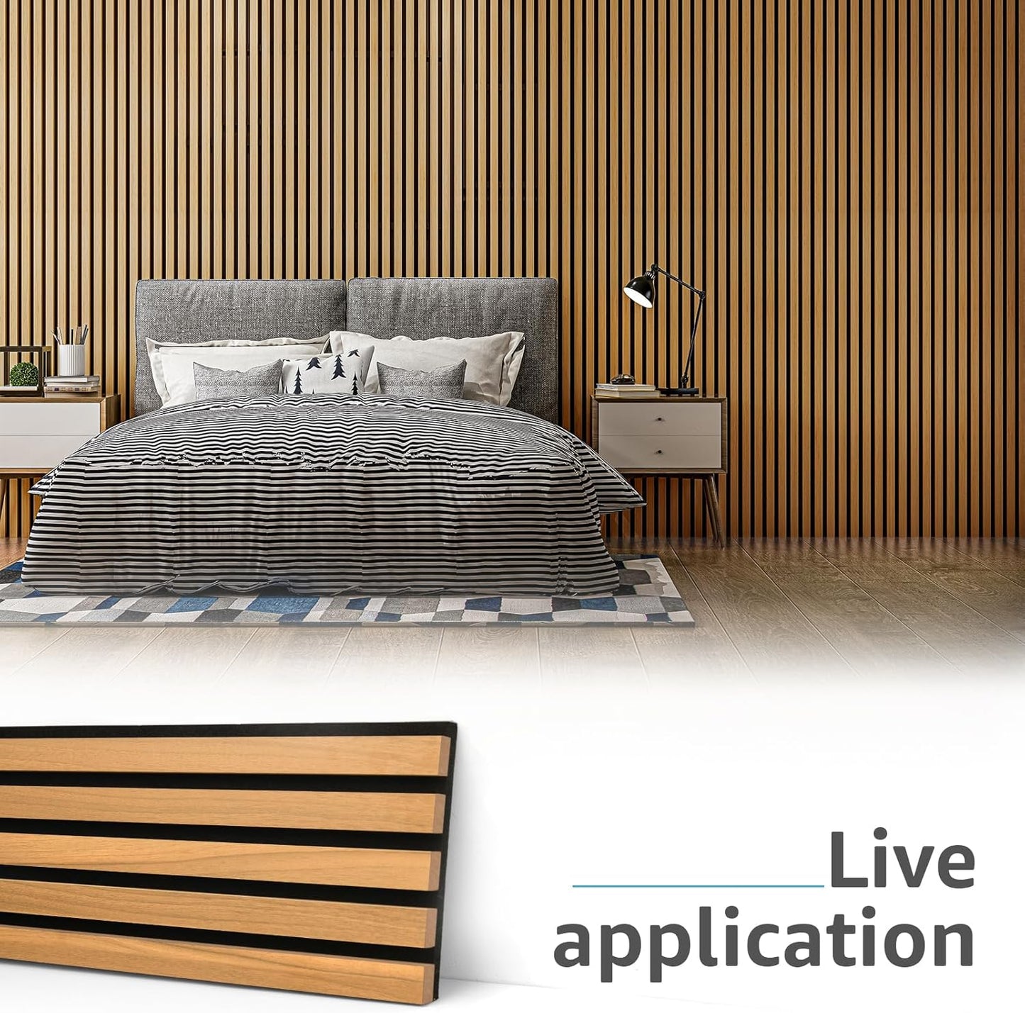 Art3d 6-Pack Acoustic Wood Slat Wall Panels for Interior Decor, 3D Fluted Sound Absorbing Wood Paneling for Accent Wall Ceiling Kitchen Living Room Bedroom Office, 94.5 x 7.9 inch Warm Teak