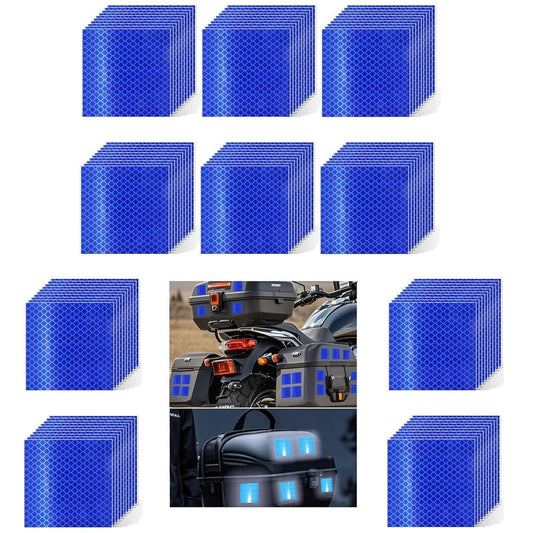 Non Fading Blue Reflective Stickers 4 inch X 4 inch, Outdoor Waterproof High Visibility Warning Safety Adhesive Reflector Tape (100 Pcs)