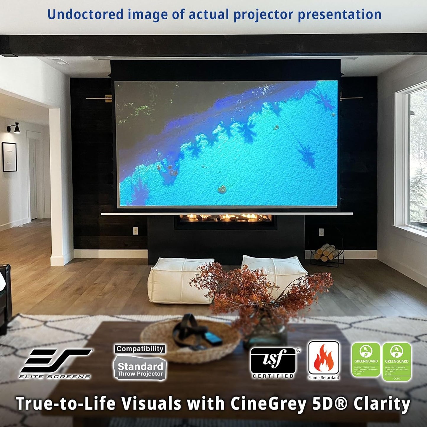 Elite Screens Evanesce Tab-Tension B CineGrey 5D, 106-inch 16:9, in Ceiling Concealed Electric Motorized Drop Down Projector Screen w Ambient Light Rejecting CG5D Projection Material, ETB106HD5-E16
