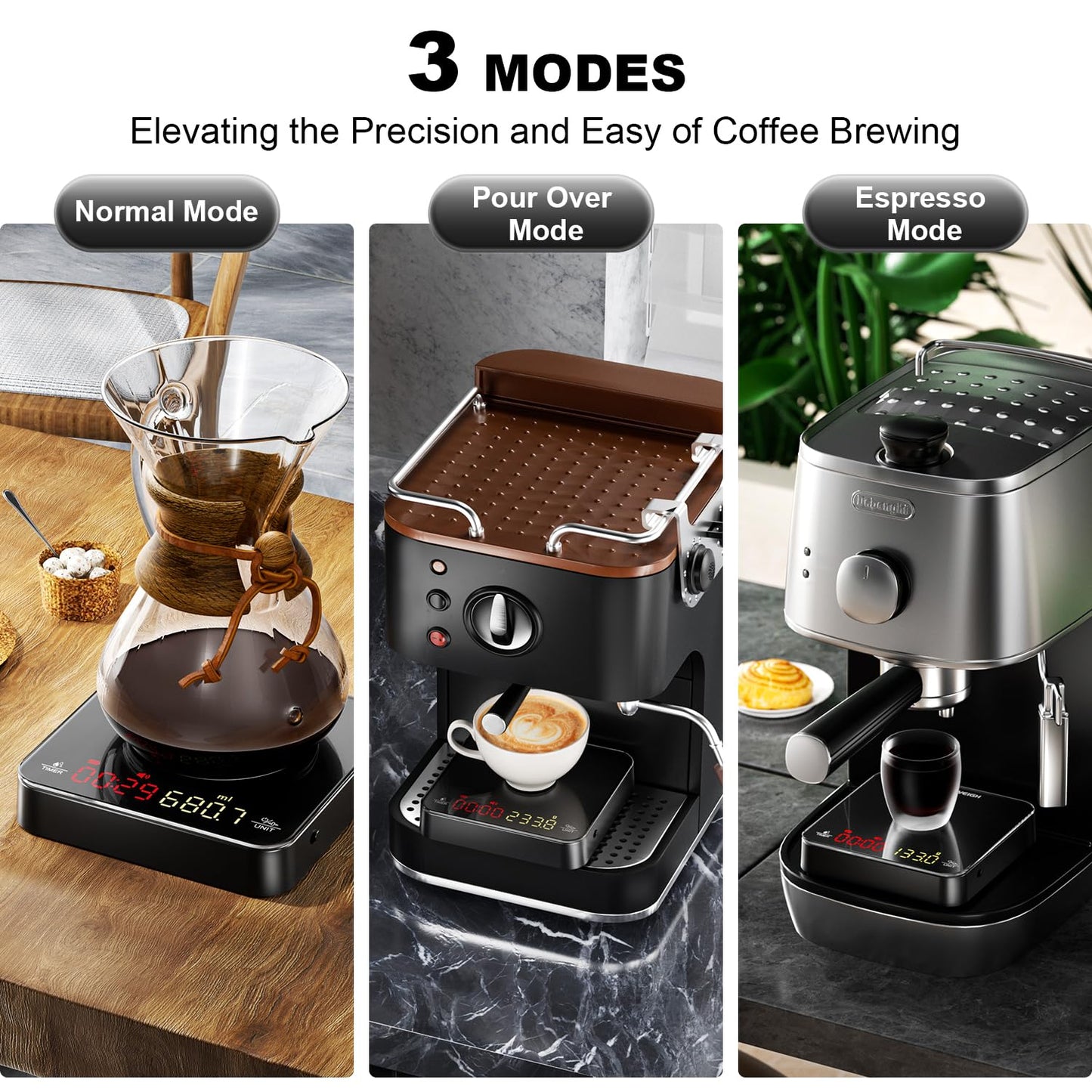 Mini Coffee Scale with Timer,Rechargeable Espresso Scale,2kg/0.1g Precision Scale for Espresso and Pour-Over Coffee, Portable Digital Kitchen Scale with Automatic Timing,Black