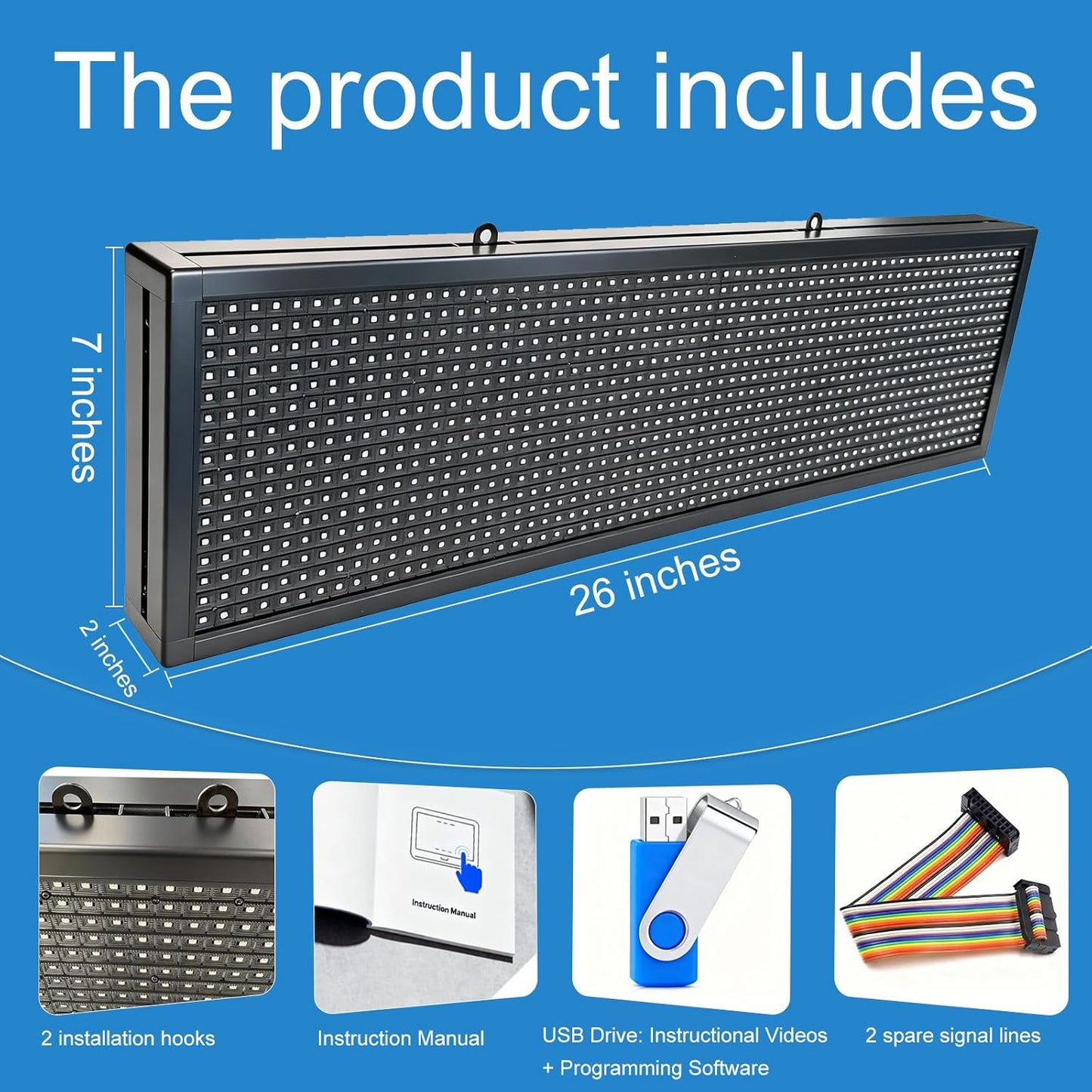 P10(26" * 7") Scrolling Led Sign Programmable Outdoor Digital Signs For Business Electronic Message Board Wifi Control Display Screen Panel Custom Full Color Neon Advertising Word Light