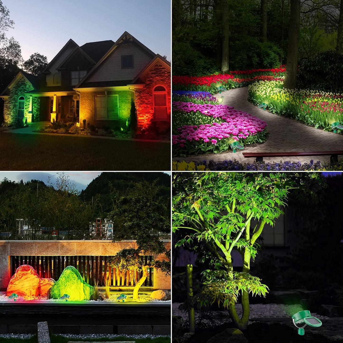 Solar Landscape Light, Color Changing Outdoor Path Lights Garden Plants Uplights Spotlight Indoor, Solar Motion Sensor Light Waterproof for Yard Pathway Step