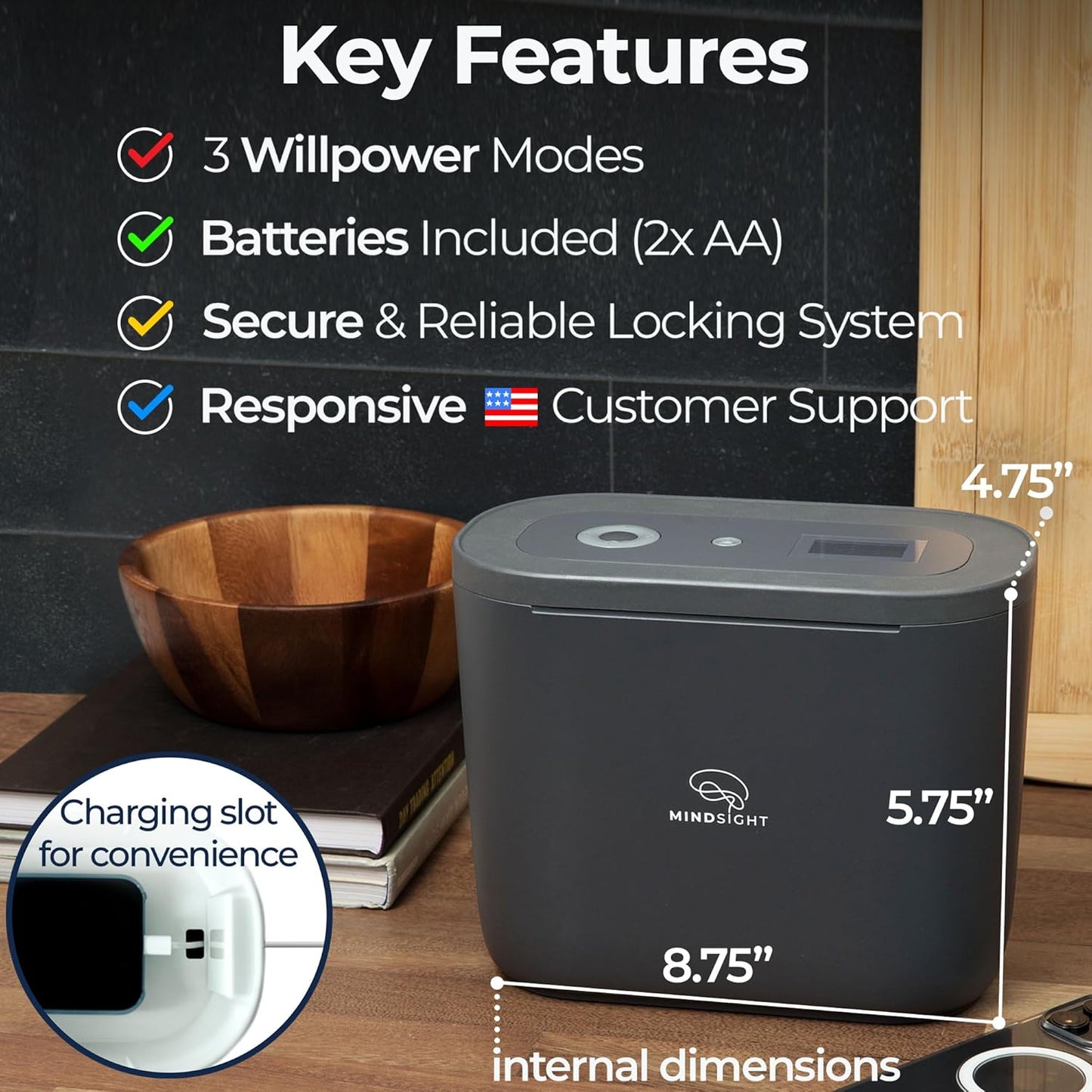 Mindsight Timed Lock Box Plus | Fits Small Tablets (iPad Mini), Phones (10+) & More | Great for Schools & Families | Helps Reduce Screen Time & Build Better Habits | Out of Sight ~ Out of Mind