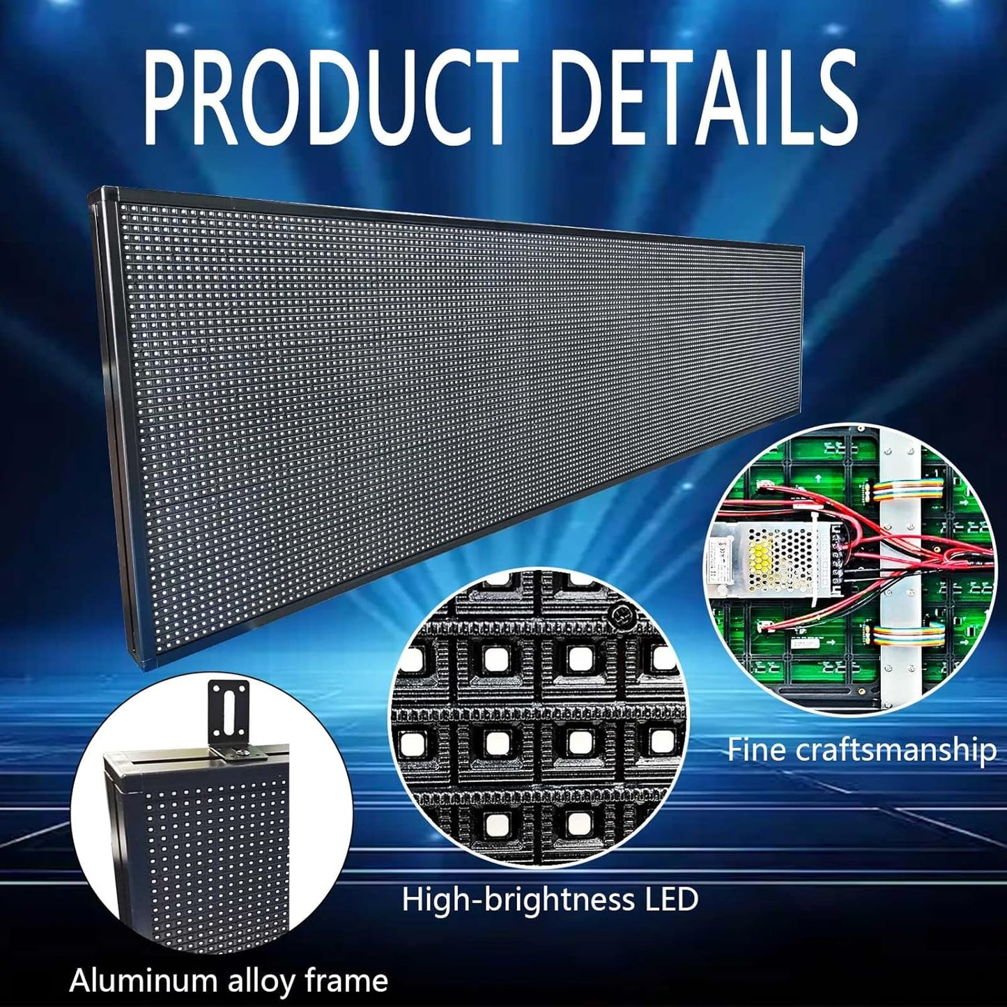 HS Programmable Scrolling Led Sign, Digital Signs Outdoor Waterproof ,Electronic Message Display Board ,Open neon Signs, Full Color High Brightness Big P10 77’’x20’’for Business Store Advertisement Public, APP control