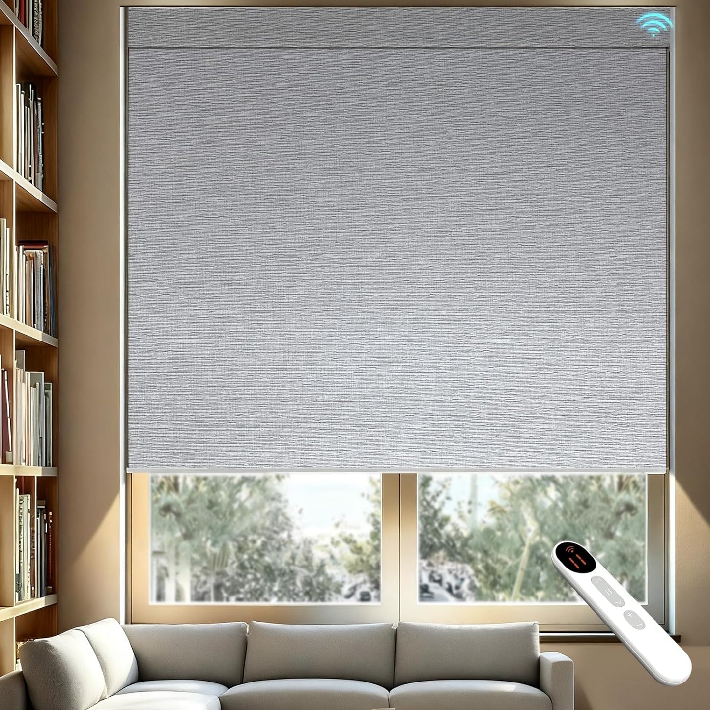 Smart Motorized Blinds – 100% Blackout Roller Shades with Remote, Alexa/Google Home/Siri Control, Matter Compatible, Wireless Rechargeable Battery, Custom Sizes for Windows & Sliding Doors