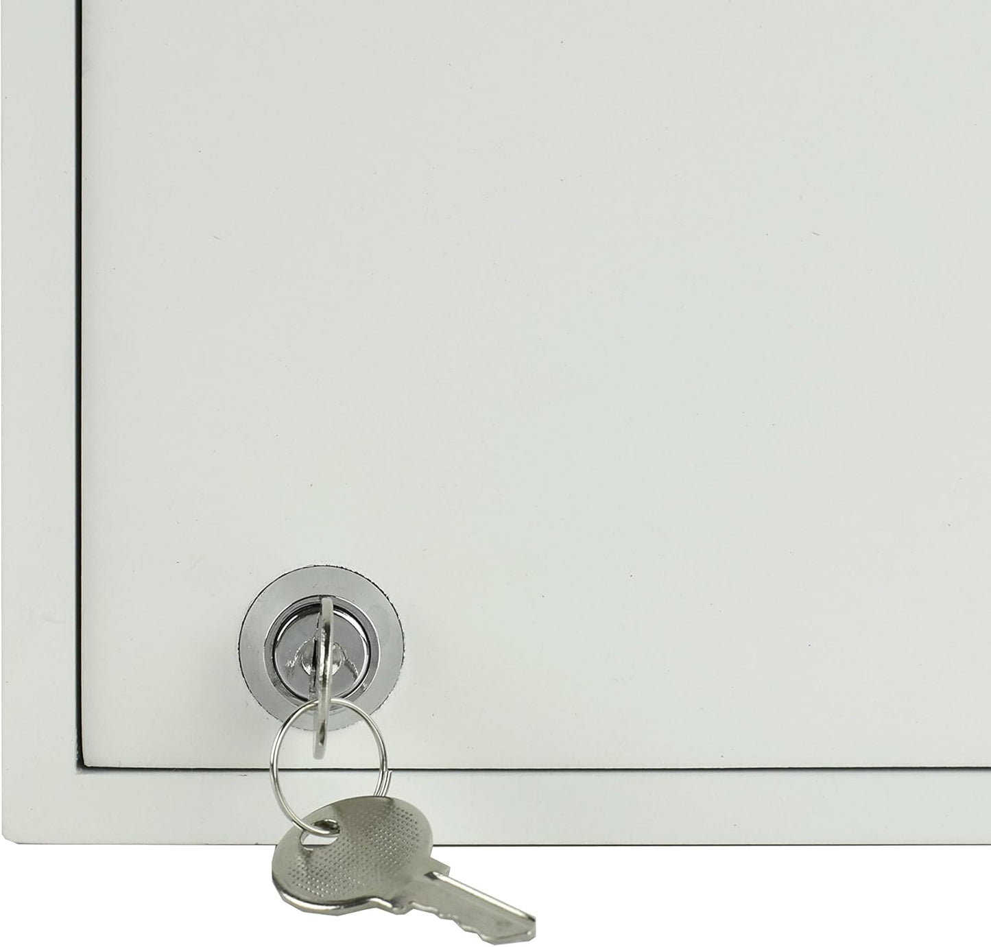 Acrimet 24-Key Cabinet with Lock, Wall Mount Wooden Key Organizer, Security Key Storage Box (24 Positions) with Numbered Hooks & Crystal Key Tags – Commercial & Home Use (White)