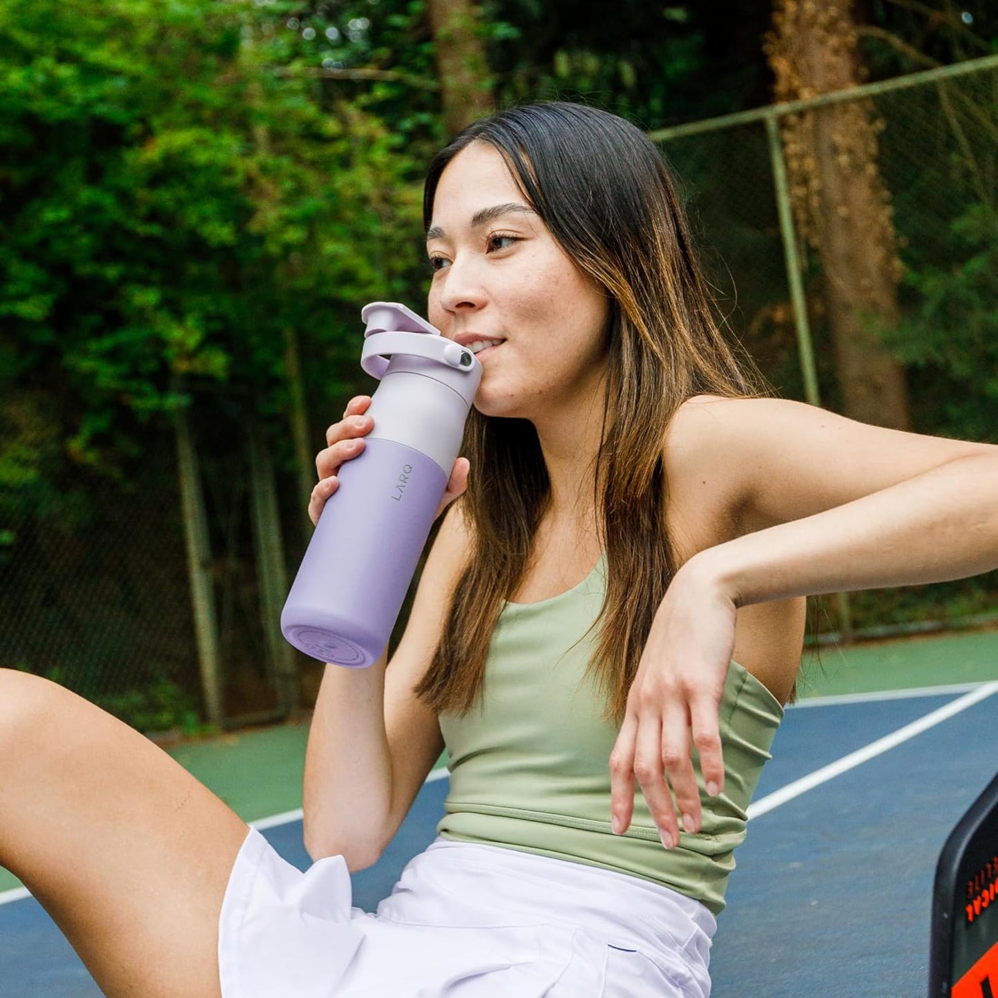LARQ Bottle Swig Top 23oz - Insulated Stainless Steel Water Bottle With Built-In Silicone Handle | BPA Free | Reusable Water Bottle for Sports, Gym, and Travel, Luberon Lavender