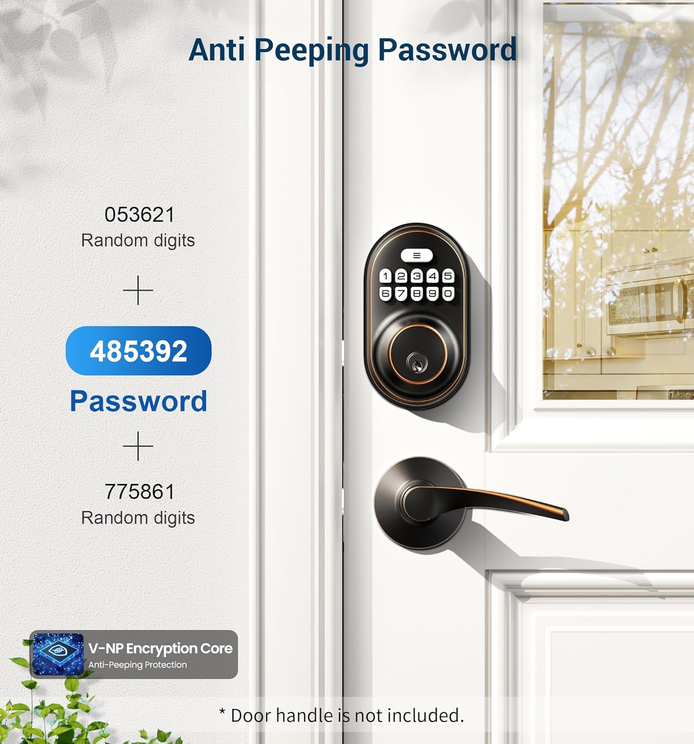 Veise Keyless Entry Door Lock, Electronic Keypad Deadbolt, Keyed Entry, Auto Lock, Anti-Peeking Password, Back Lit & Easy Installation Design, Oil Rubbed Bronze