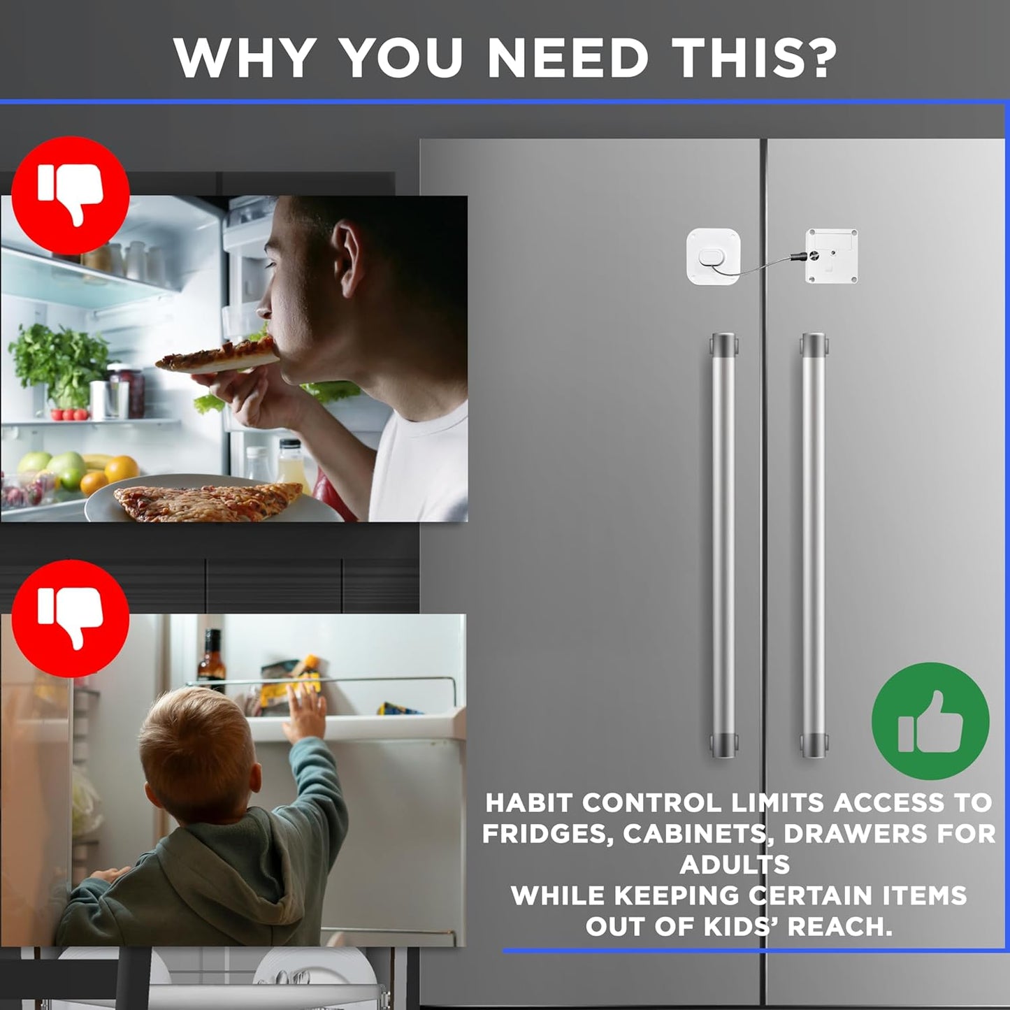 Bluetooth Lock for Fridge & Cabinets - Timed Lock Box to Reduce Access to Snacks, Food & Liquor - Smart App with Simple, Timer & Schedule Modes - Supports Focus & Healthy Habits