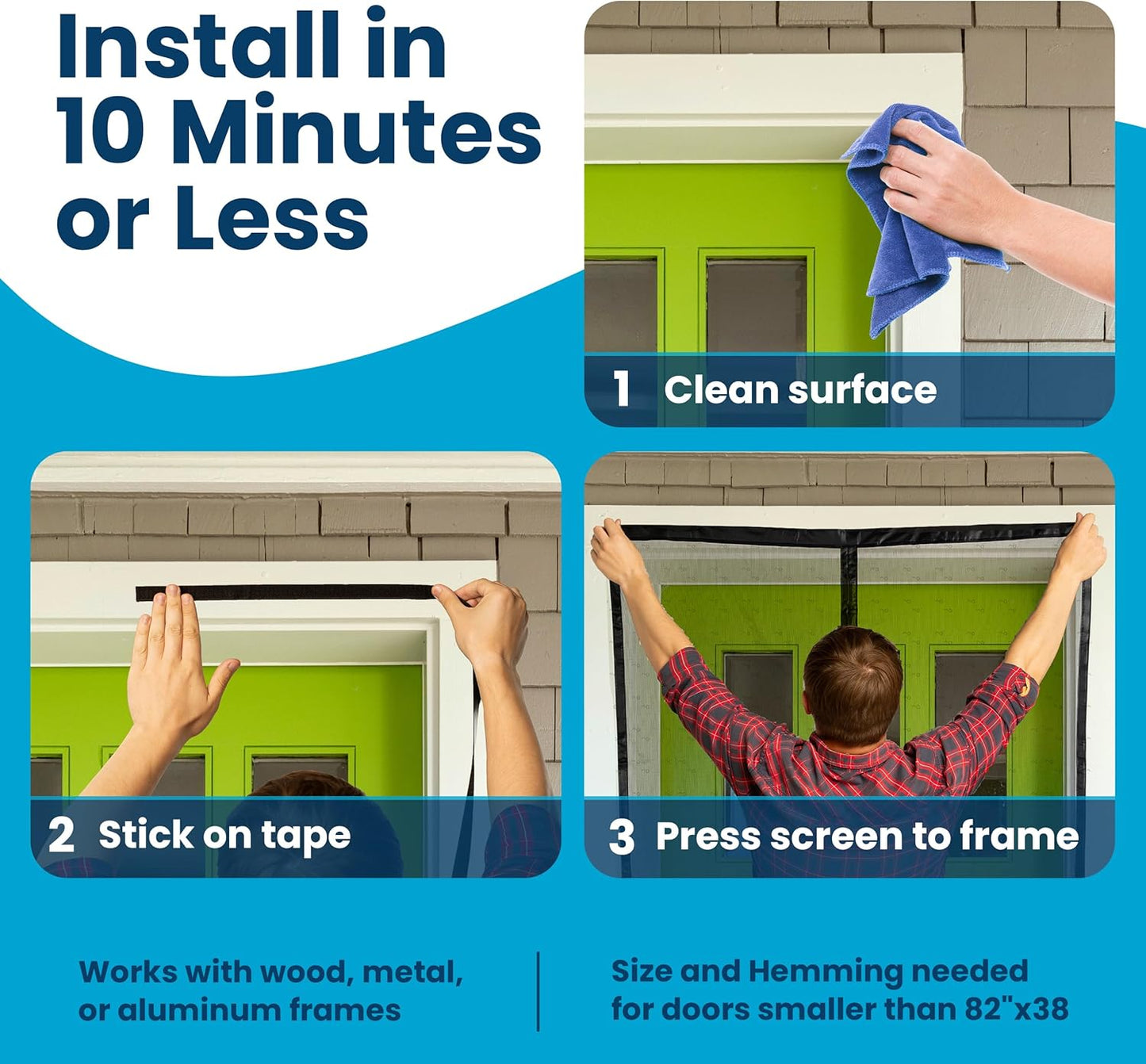 Flux Phenom Magnetic Screen Door - Bugs Out, Breeze in - 9min Install Auto-Sealing Heavy Duty Double Stitched Mesh, 52 Magnets, Hands Free Sliding & Patio Doors Net, Pet & Kid Friendly, 38 x 82 Inch