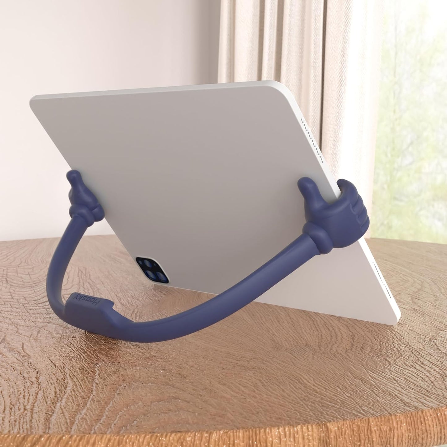 Honsky Adjustable Tablet Stand, Portable Phone Holder for Desk Bed - Multi-Angle Drawing Stand Compatible with All Tablets (Blue Deep &Black)