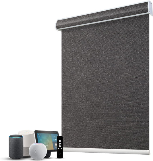 SmartWings Motorized 100% Blackout Shades Blinds, Custom Size, Cordless Window Shades with Rechargeable Battery, Work with Matter/Apple HomeKit, Alexa, Thread/Zigbee, Remote Optional, Eclipse Umber