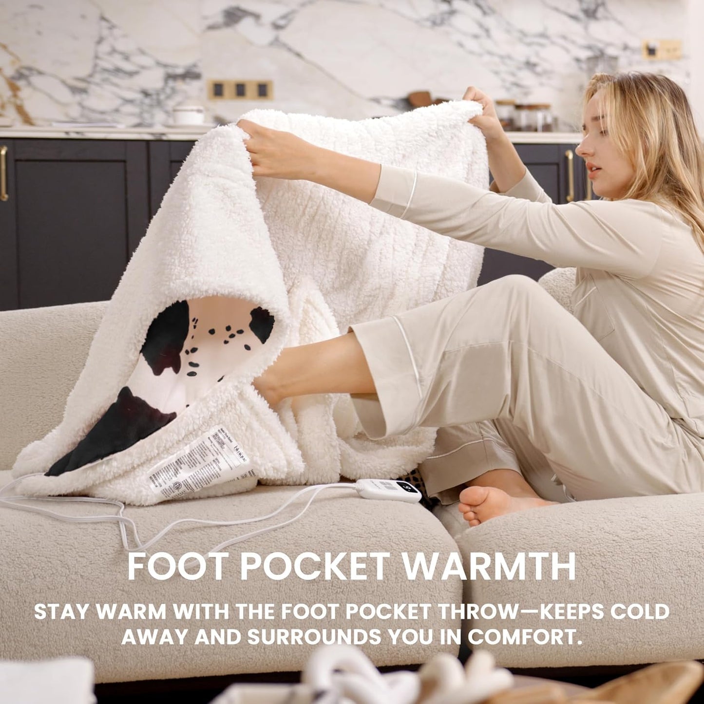 Heated Blanket Throw Electric Blanket with Foot Pocket, GentleSoft Flannel Blanket Throw with 10 Heating Settings,10 Hours Auto Off, Cow Print Cozy Soft, Washable, Warm Gifts (50x62 Inch)