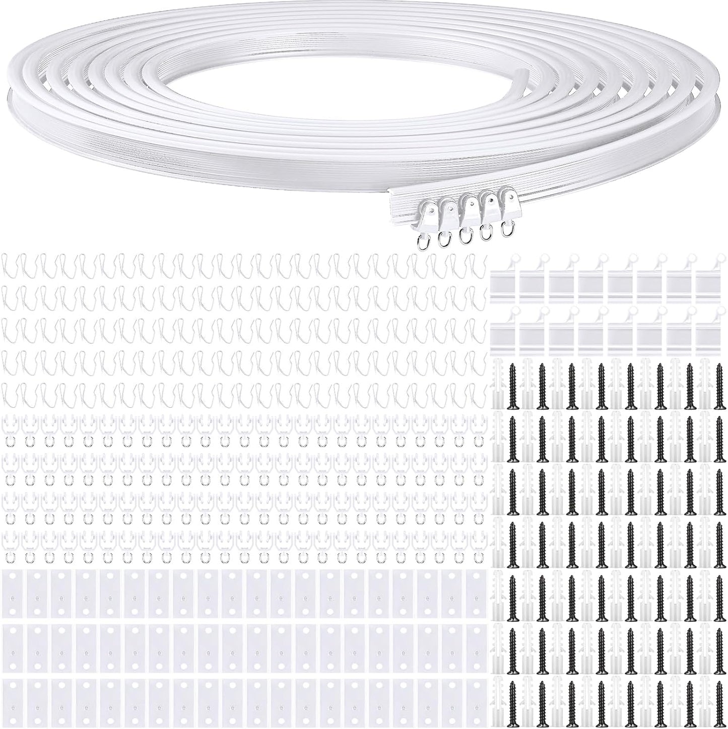 Jetec Curtain Tracks Ceiling Flexible Curtain Track Bendable Rail Curved Wall Mounted for Living Room Bedroom Divider Rod RV(20 Meter/ 65.6 Feet,White)