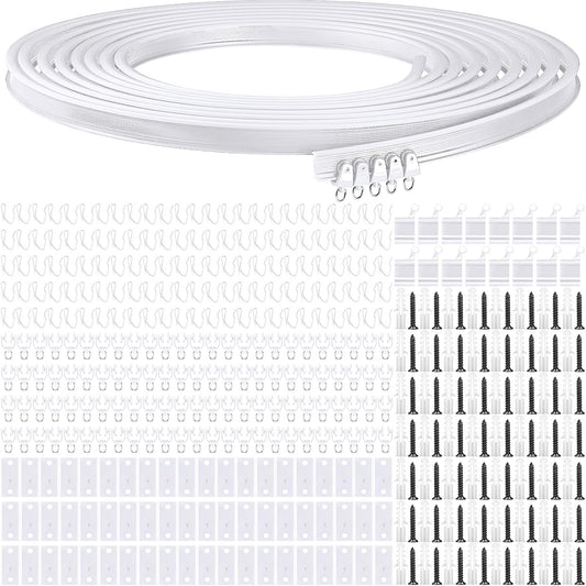 Jetec Curtain Tracks Ceiling Flexible Curtain Track Bendable Rail Curved Wall Mounted for Living Room Bedroom Divider Rod RV(20 Meter/ 65.6 Feet,White)