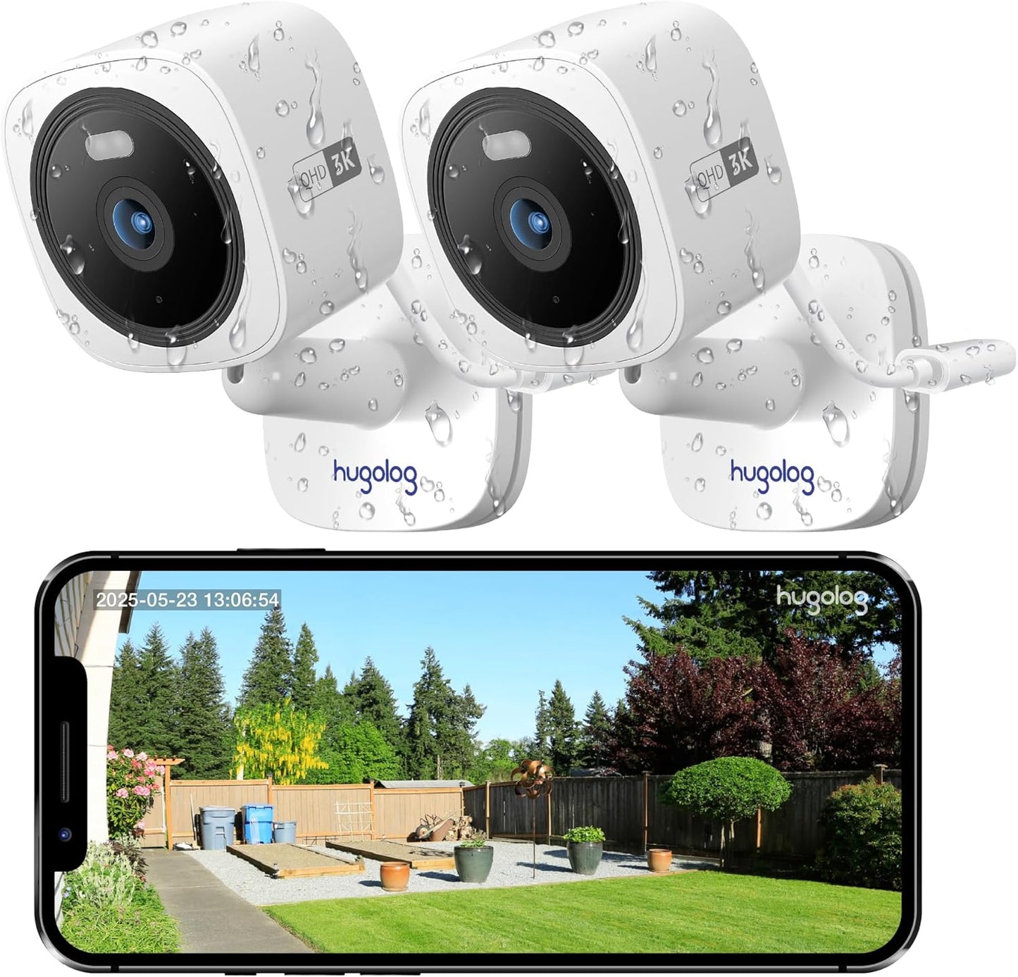 Hugolog 3K 5MP Outdoor Indoor Security Cameras for Home Security, Home Camera with Starlight Color Night Vision,Built-in Spotlight,Motion Detection,2-Way Talk,US Cloud & Local Storage,Works with Alexa