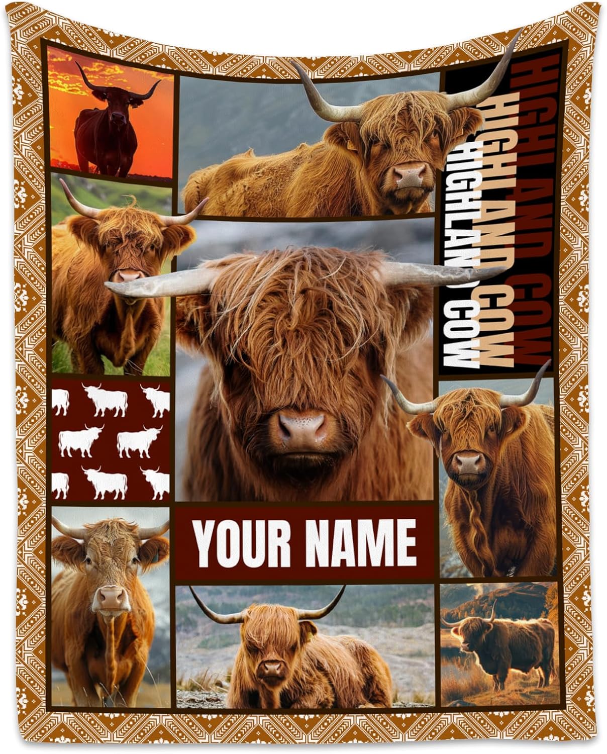 Personalized Blanket for Women Girls, Custom Highland Cow Gifts for Adults - 50"x60" Kids Throw for Couch, Sofa, Bed - Soft, Fuzzy & Cozy - Wildlife Home Decor Gift Ideal