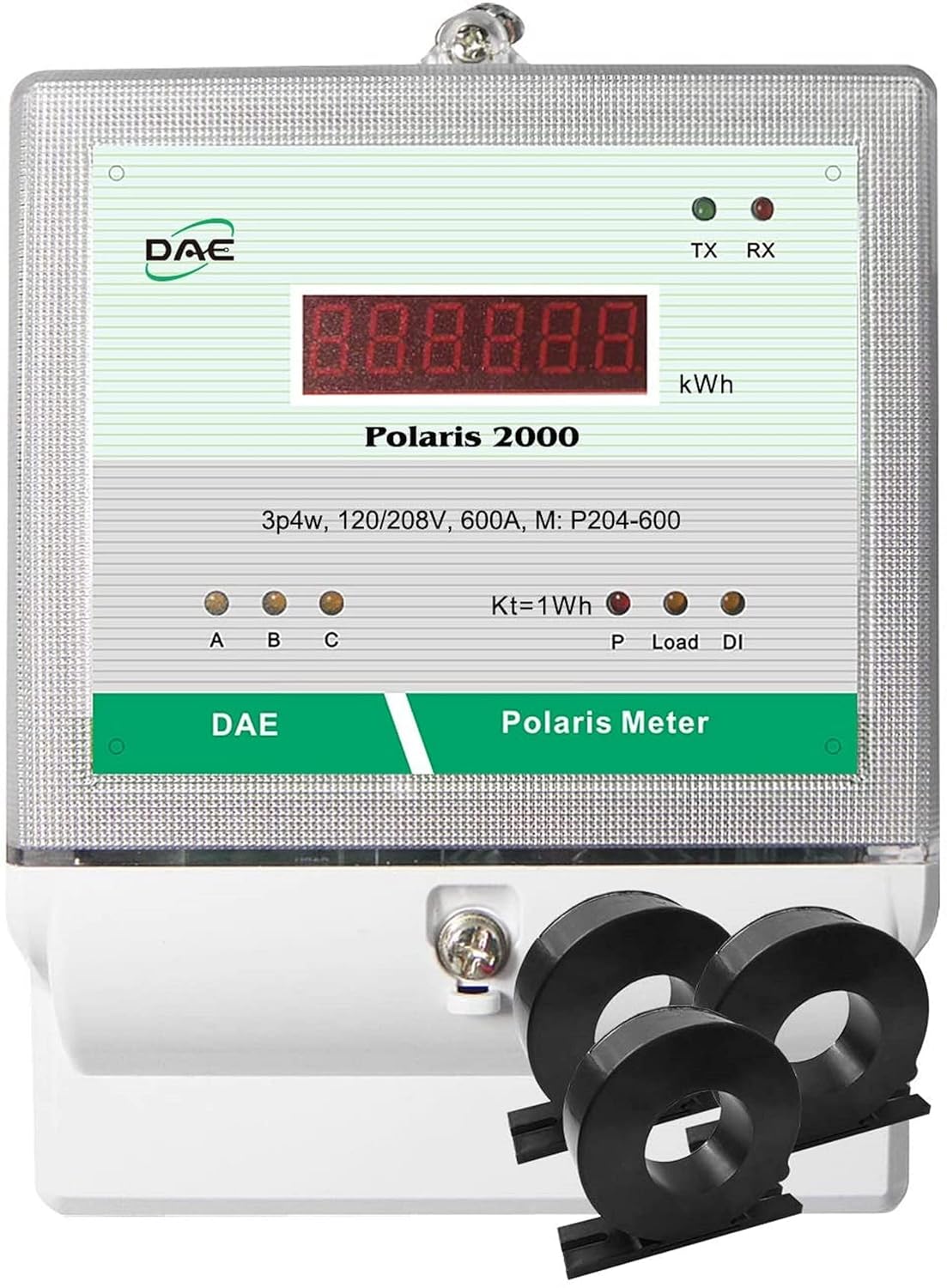 DAE P204-600-S KIT, UL kWh Smart Submeter, 3 Phase, 600A, 120/208v, 3 Solid Core CTs (Inner Dia 1.38")