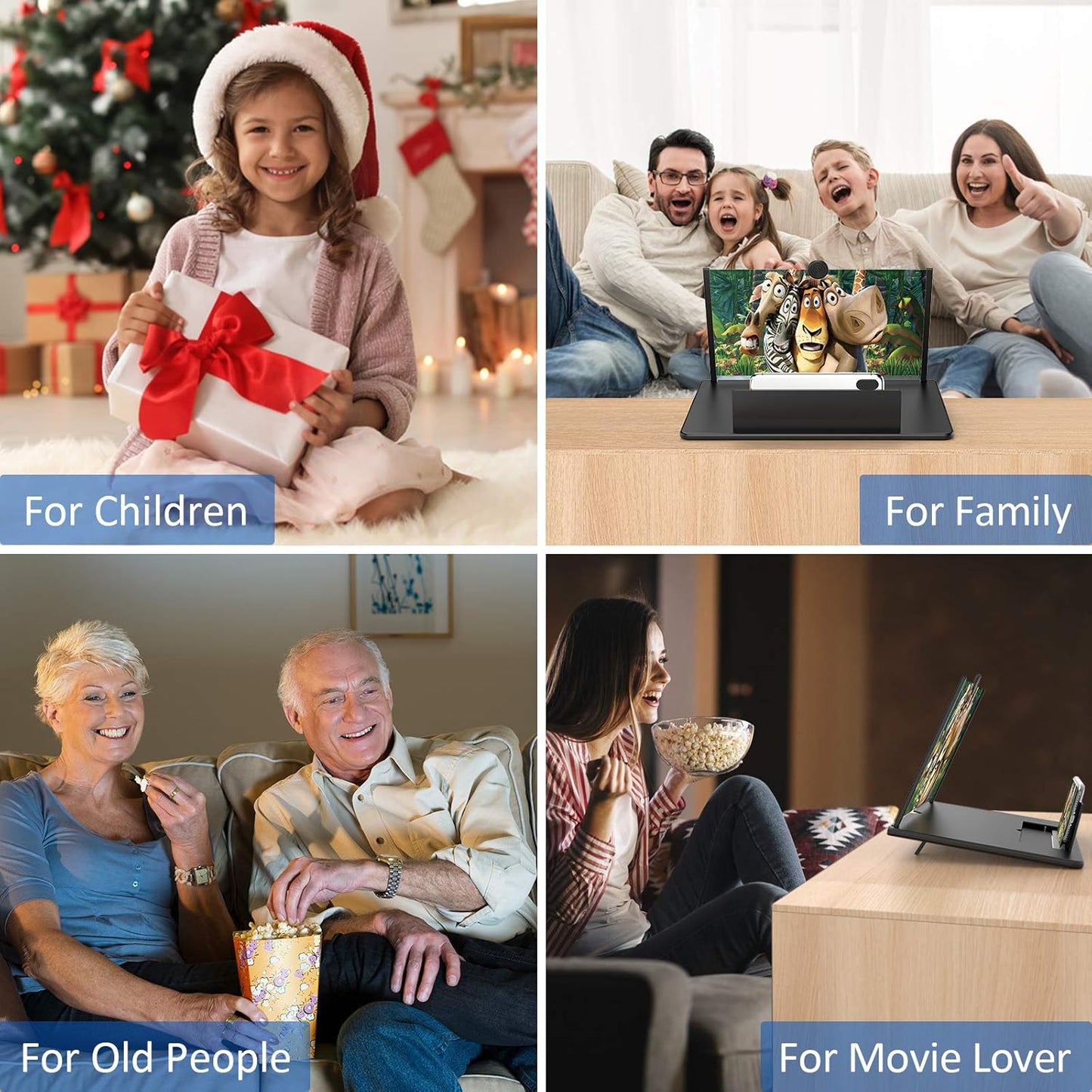 18" Screen Magnifier for Cell Phone,Fanlory 3D HD Magnifying Projector Screen Enlarger for Movies, Videos and Gaming, Foldable Phone Stand with Screen Amplifier,Compatible with All Smartphones