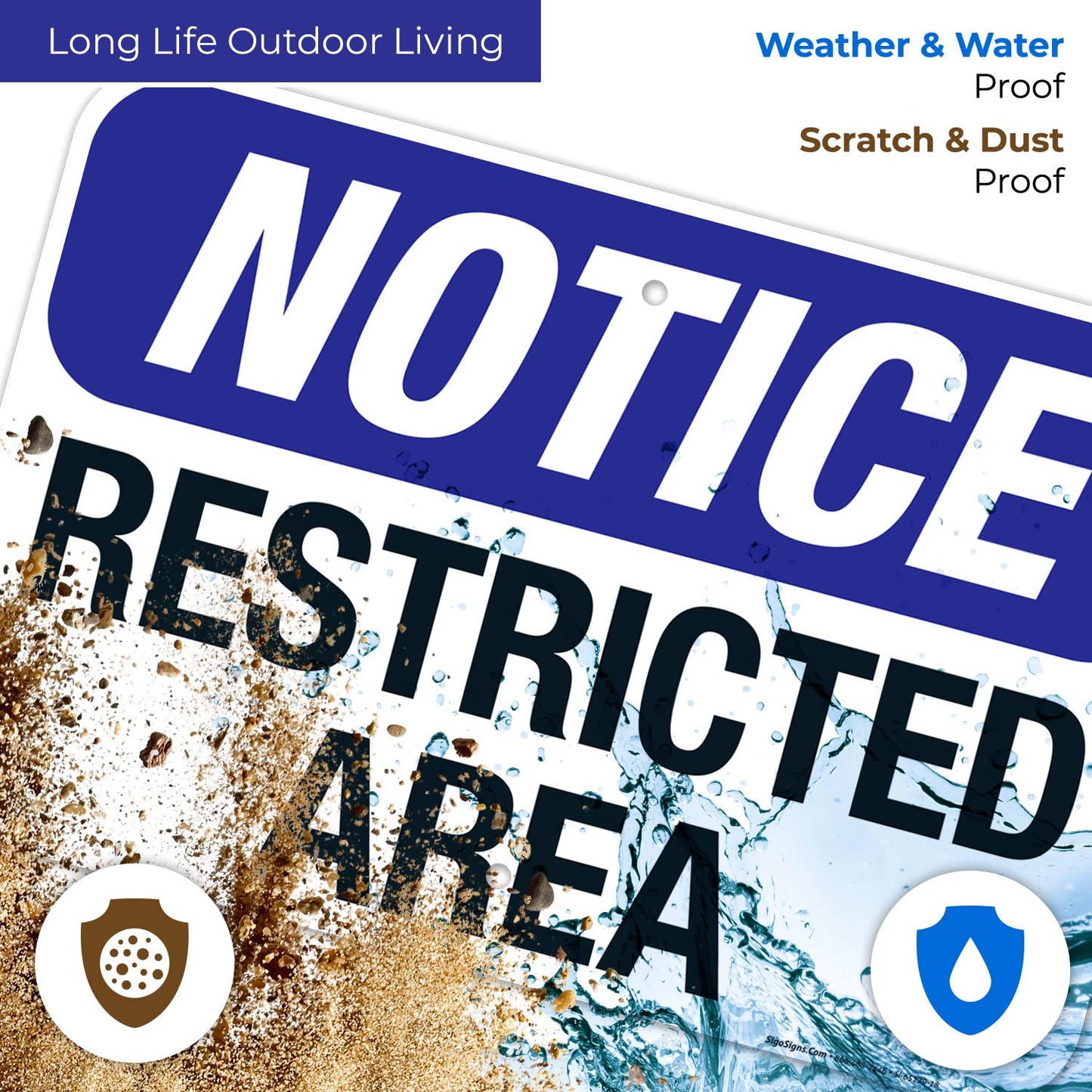 Notice Restricted Area Sign, 12x18 Inches, Rust Free .063 Aluminum, Fade Resistant, Made in USA