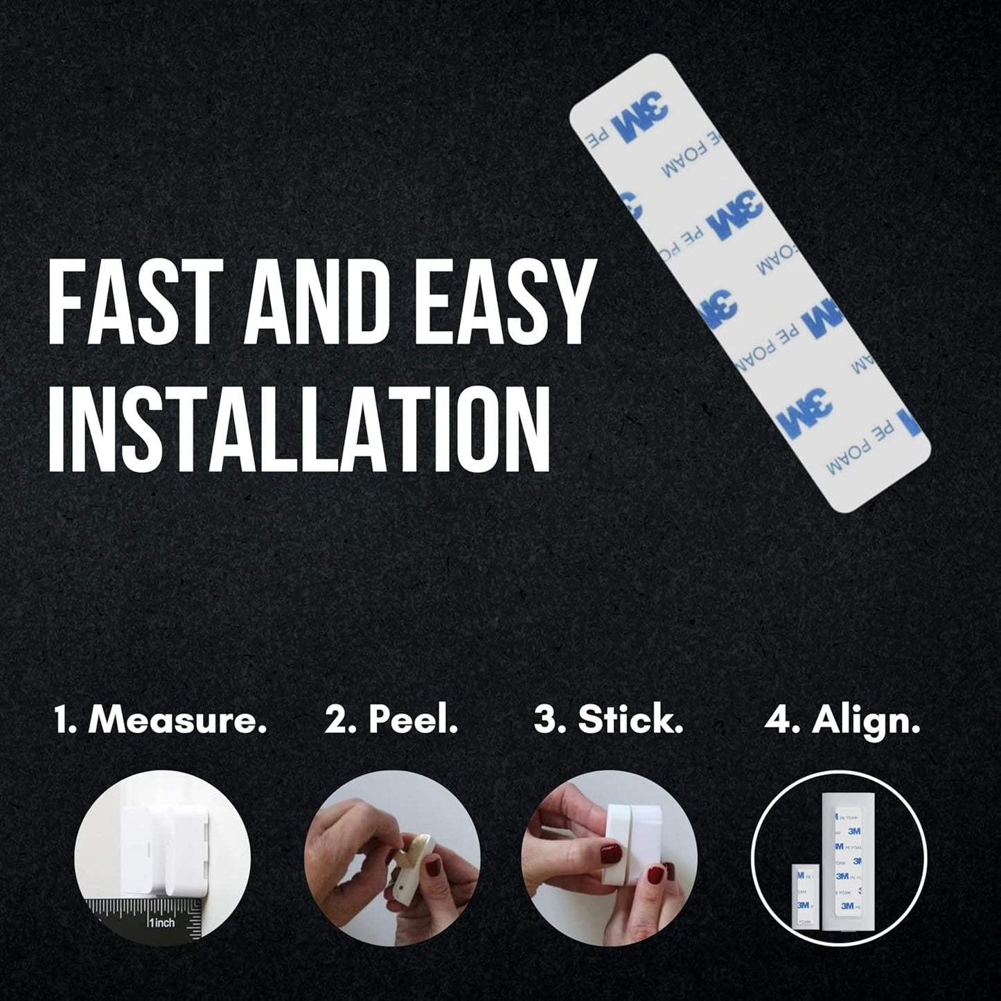 Contact Sensor Adhesive - Compatible with EUFY Sensor | Mounting Tape Replacement Pads | Works with Door, Window, Wall Alarm Sensors | Easy Mount, Peel and Stick (10 Pack - Small and Large)