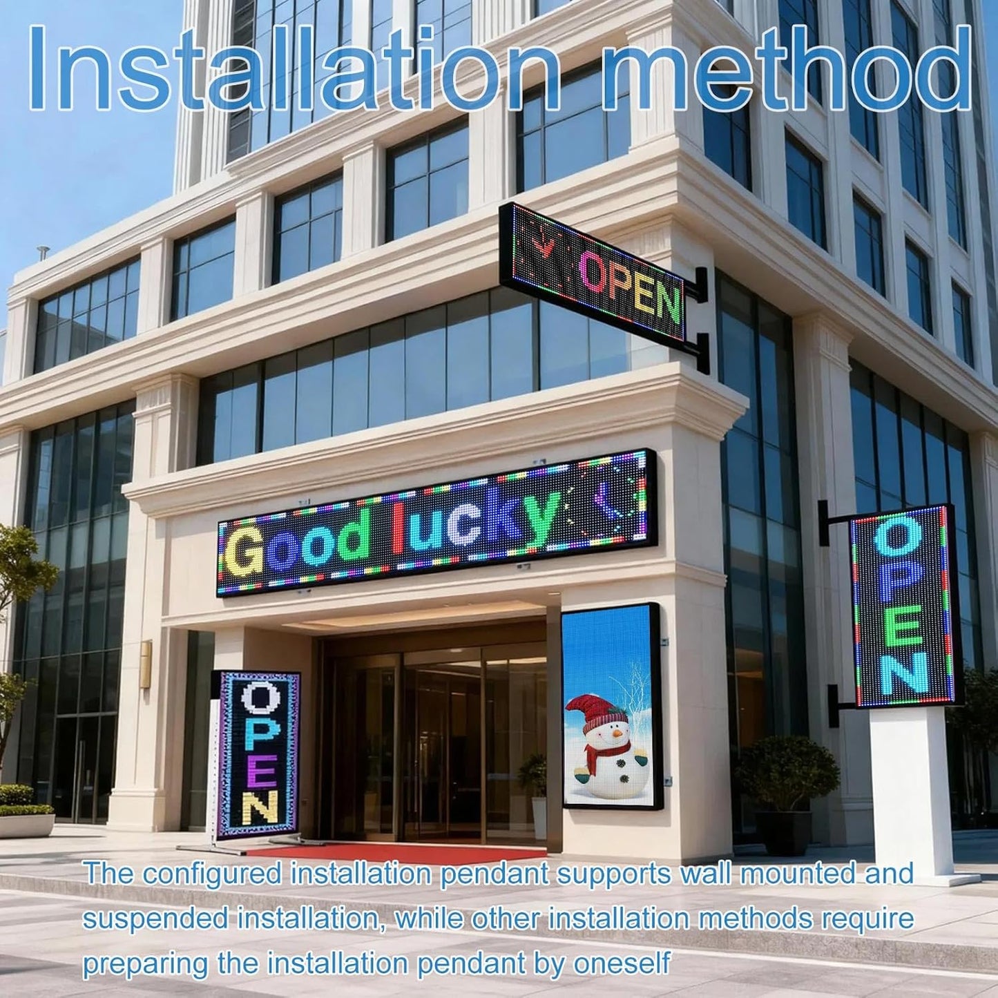 P10(77"*20") Outdoor Open Programmable Scrolling Led Sign Custom Wifi Led Signs For Wall Digital Signage Message Board Business Signs Board For Outside Advertising Sign Screen Panel