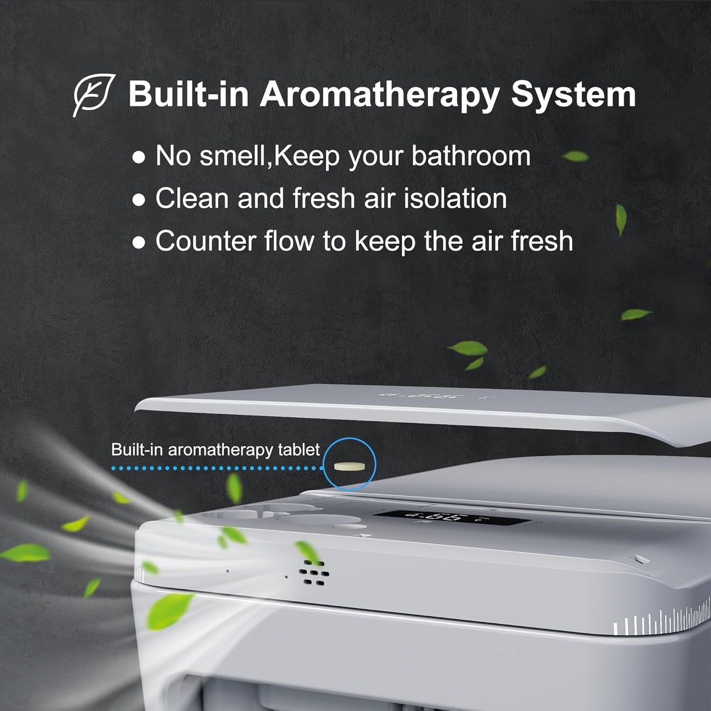 TDH Smart Toilet with Foam Shield, Ambient Lighting & Blackout Flush,Tankless Toilet Heated Seat for Bathrooms, Multiple Cleaning Modes,Round Toilet Seat